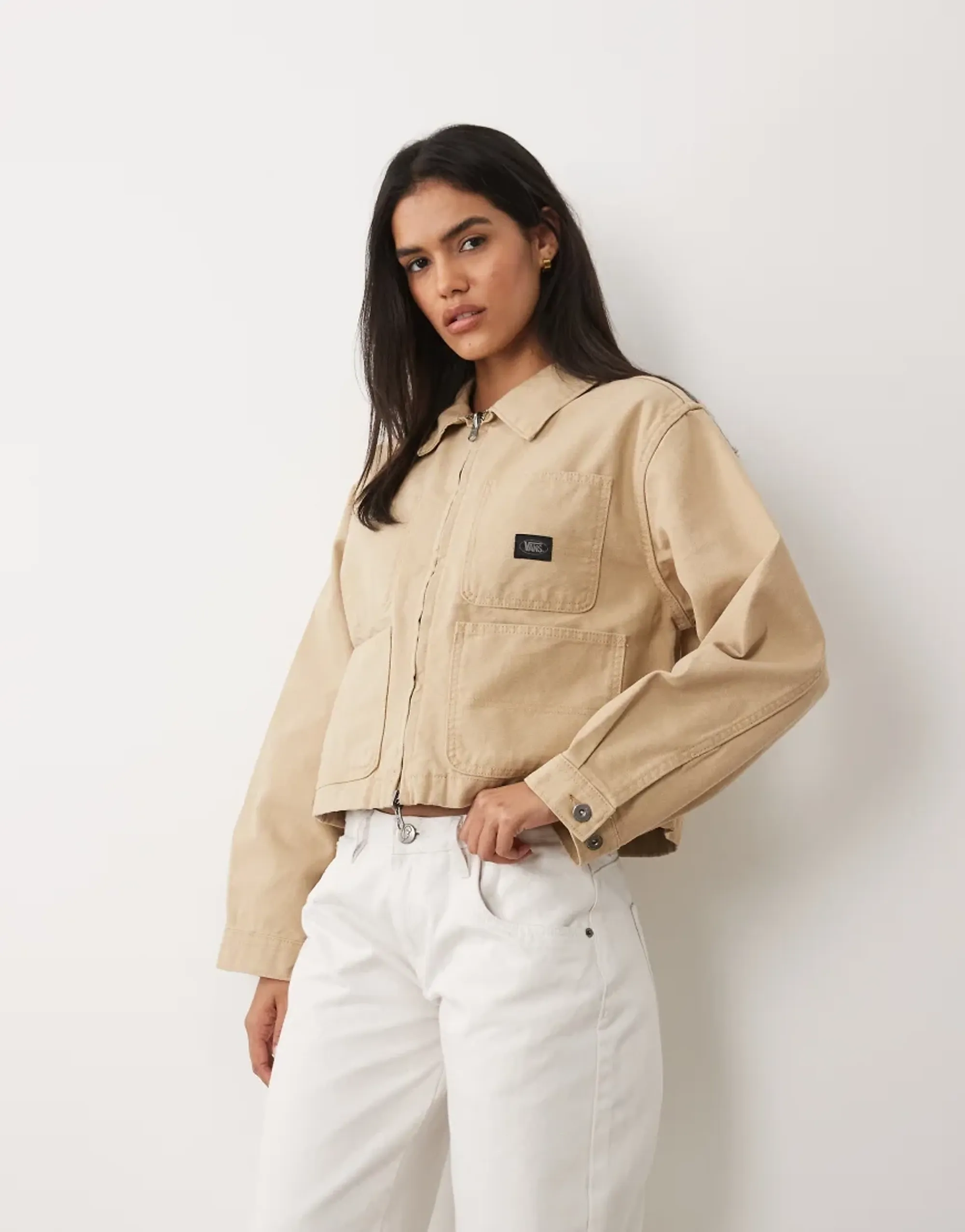 Vans Queens High Pile Jacket In Natural-White
