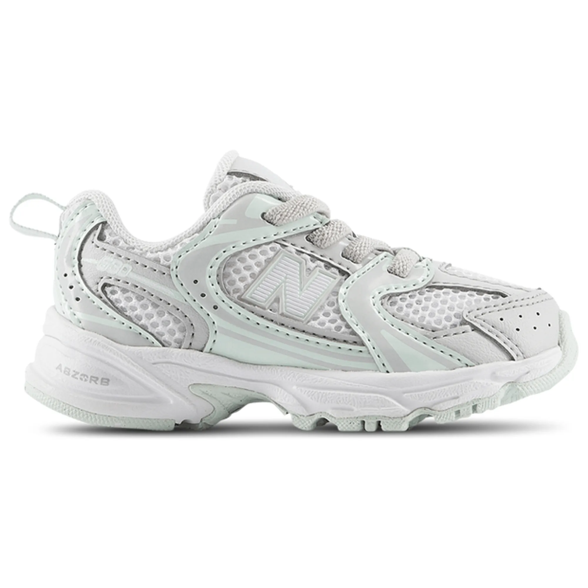 New Balance Infants 530 Bungee Lace in Grey/Green Synthetic