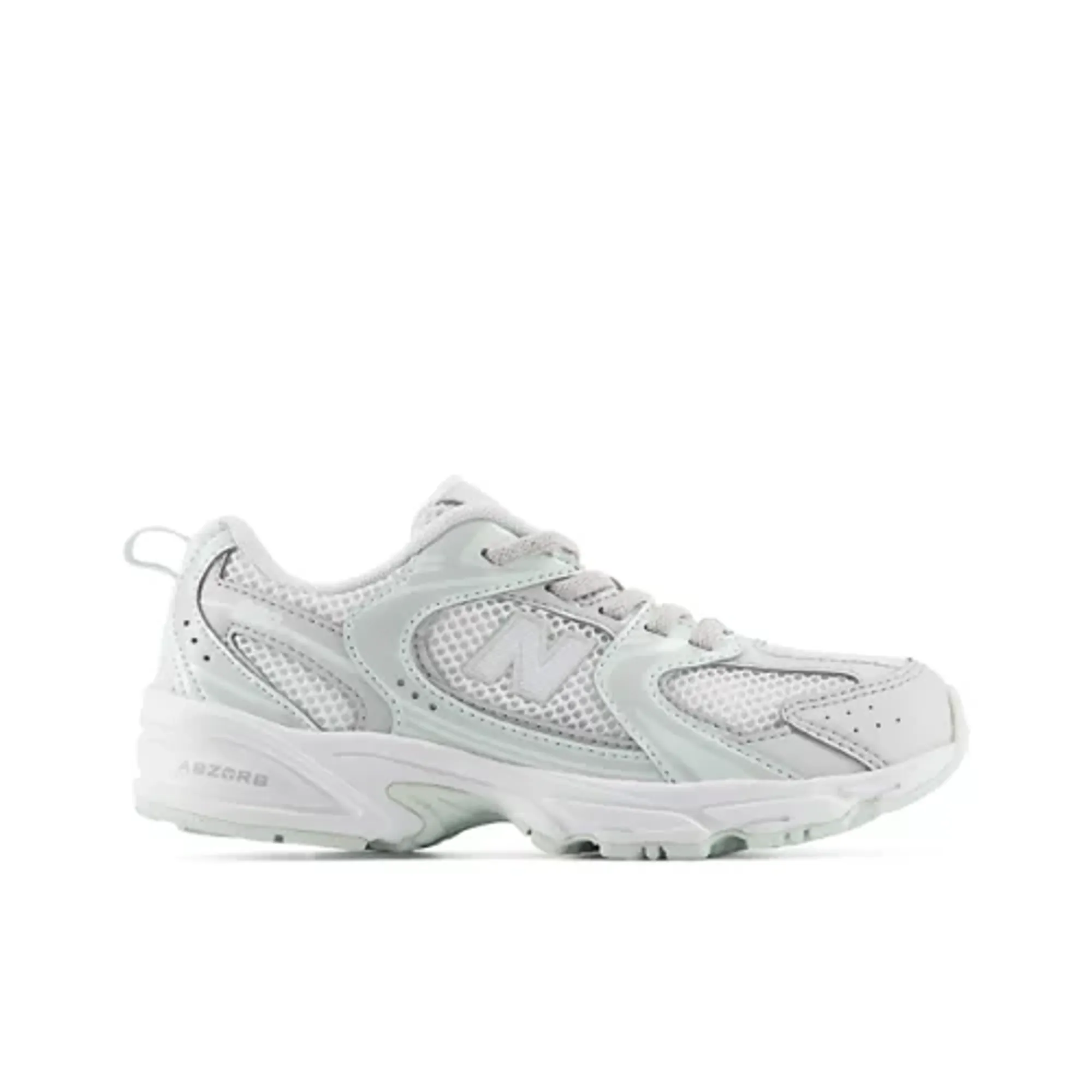 New Balance Kids 530 Bungee Lace in Grey/Green Synthetic