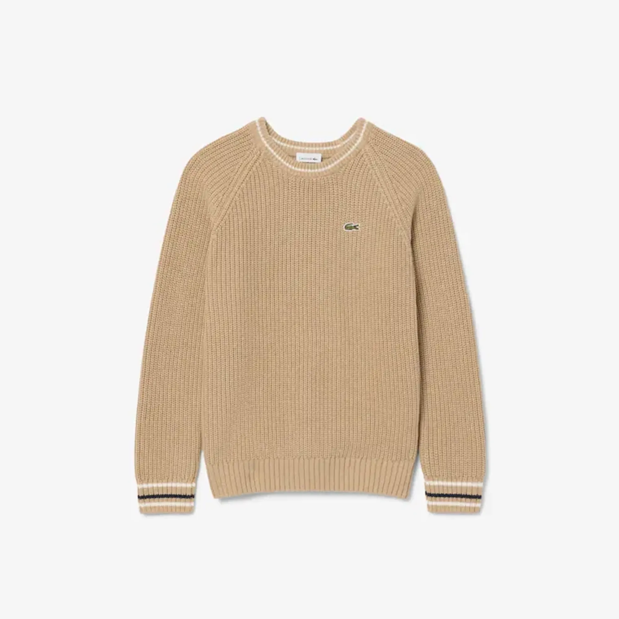 Lacoste Unisex Cotton and Wool Blend Crew Neck Sweater - Beige