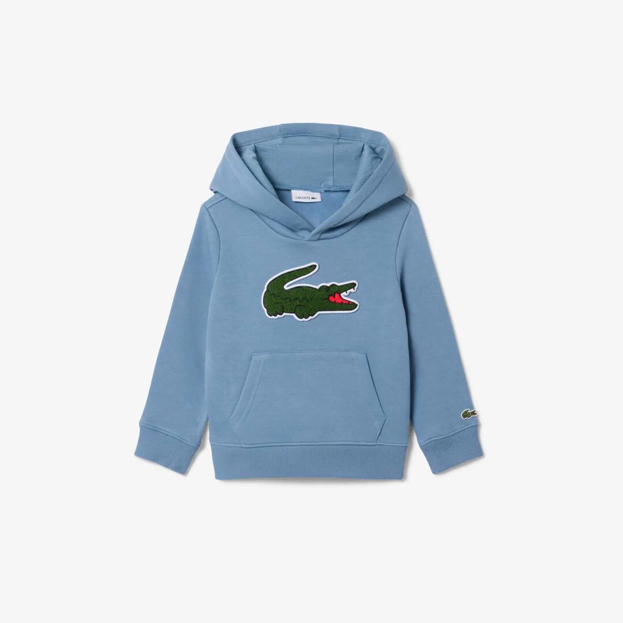 Lacoste Unisex Fleece Crocodile Hoodie - Grayish Blue