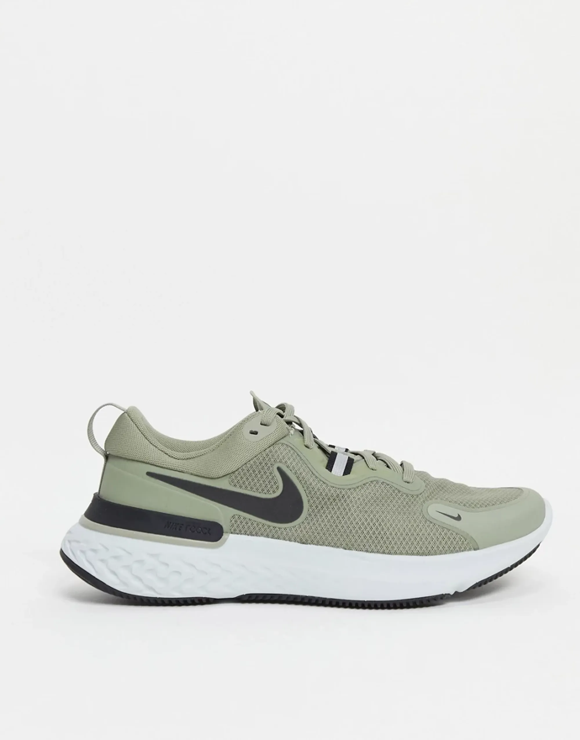 Nike Running React Miler Trainers In Khaki-Green