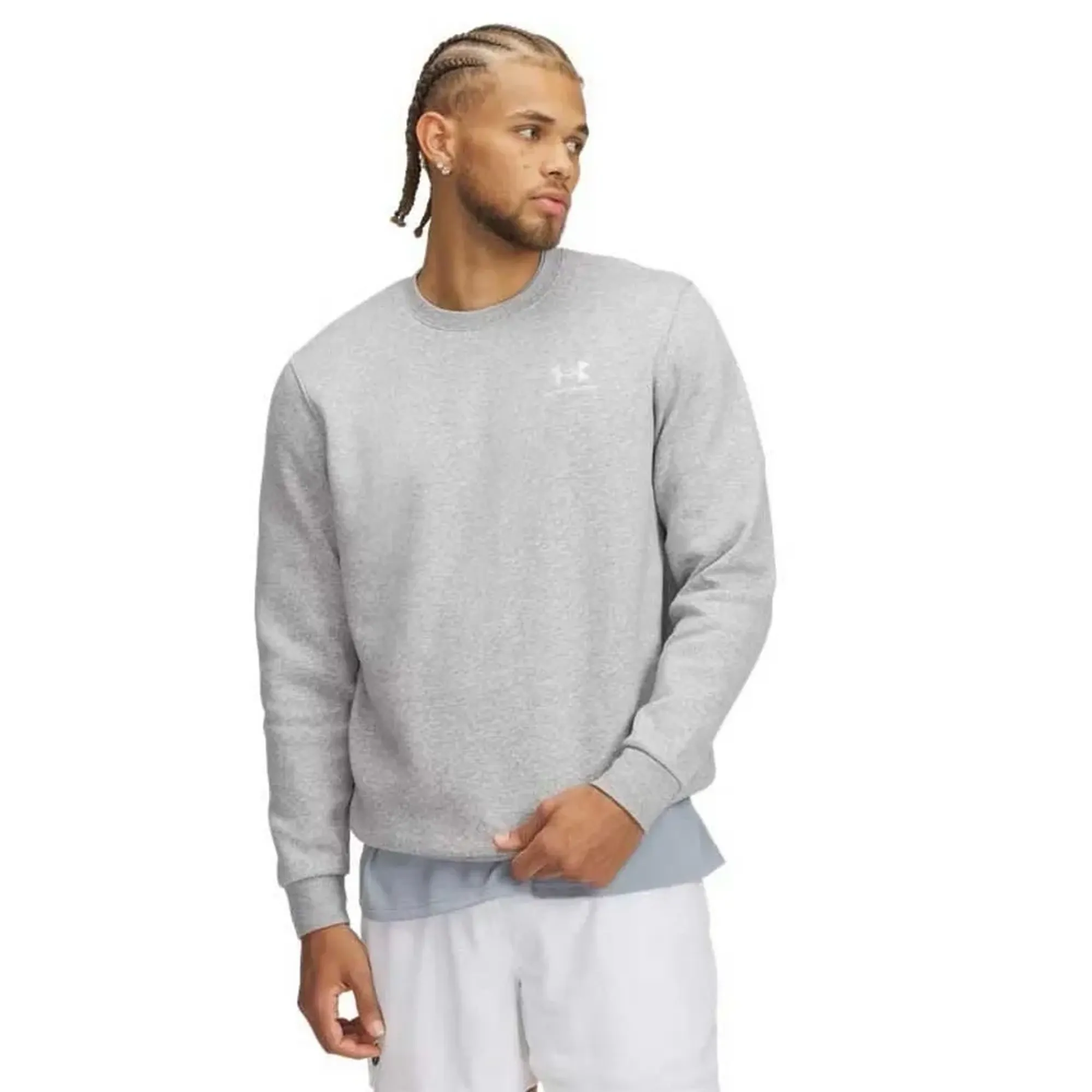 Under Armour  Icon Fleece Men's Crew Mod Gray Light Heather / White L