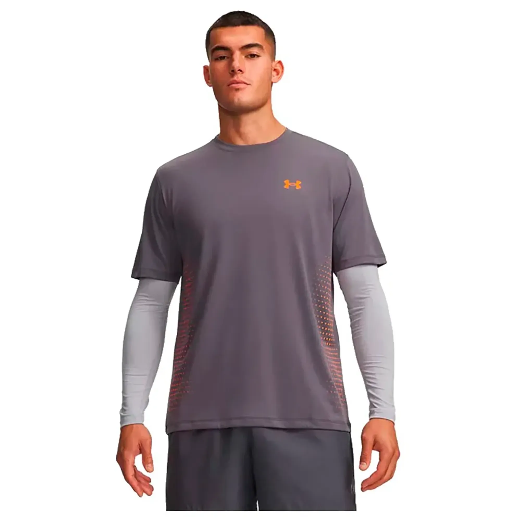 Under Armour  Tech™ Play Men's Short Sleeve Castlerock / Outrageous Orange / Outrageous Orange L