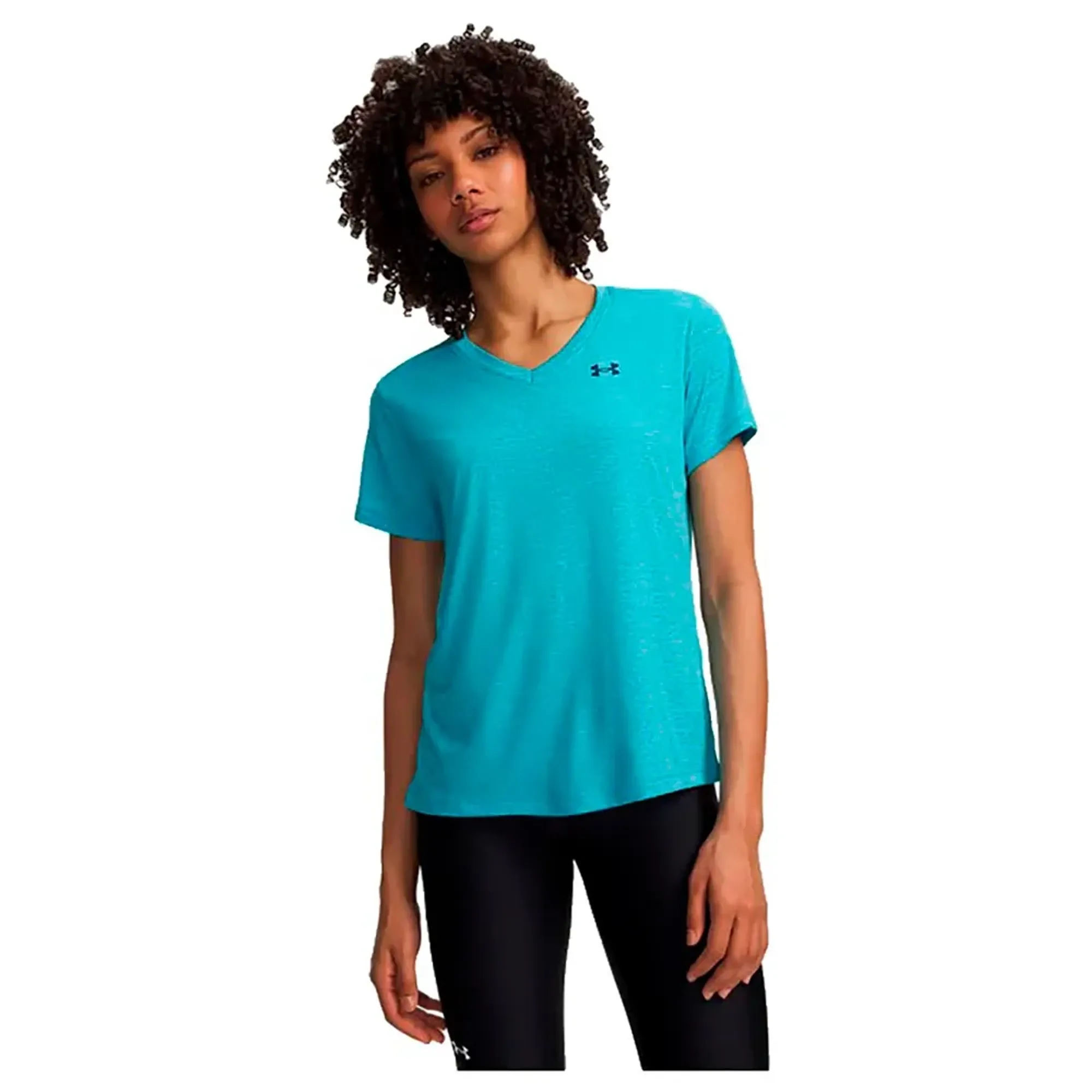 Under Armour  Tech™ Twist Women's V-Neck Short Sleeve Fresco Blue / Blackout Navy L