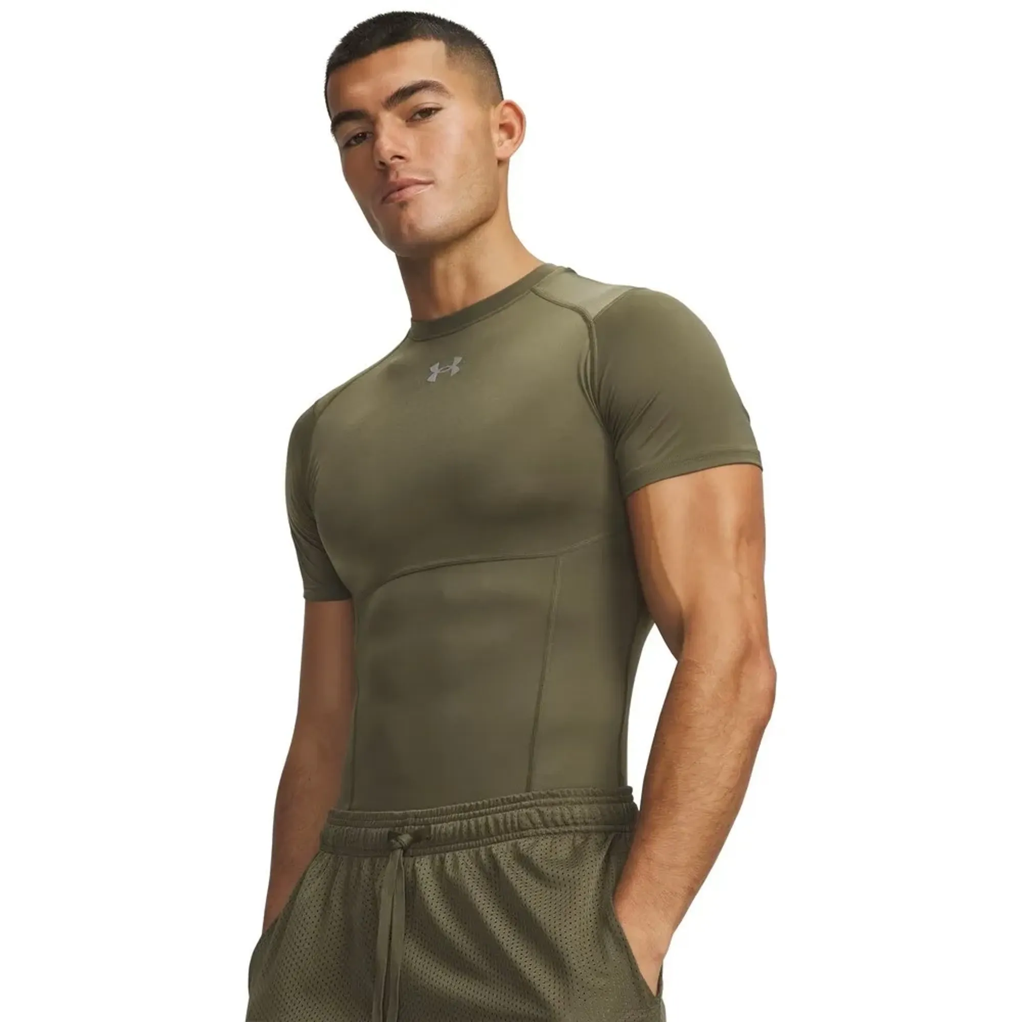 HeatGear® Elite Men's Compression Short Sleeve Marine OD Green / Marine OD Green / Reflective L