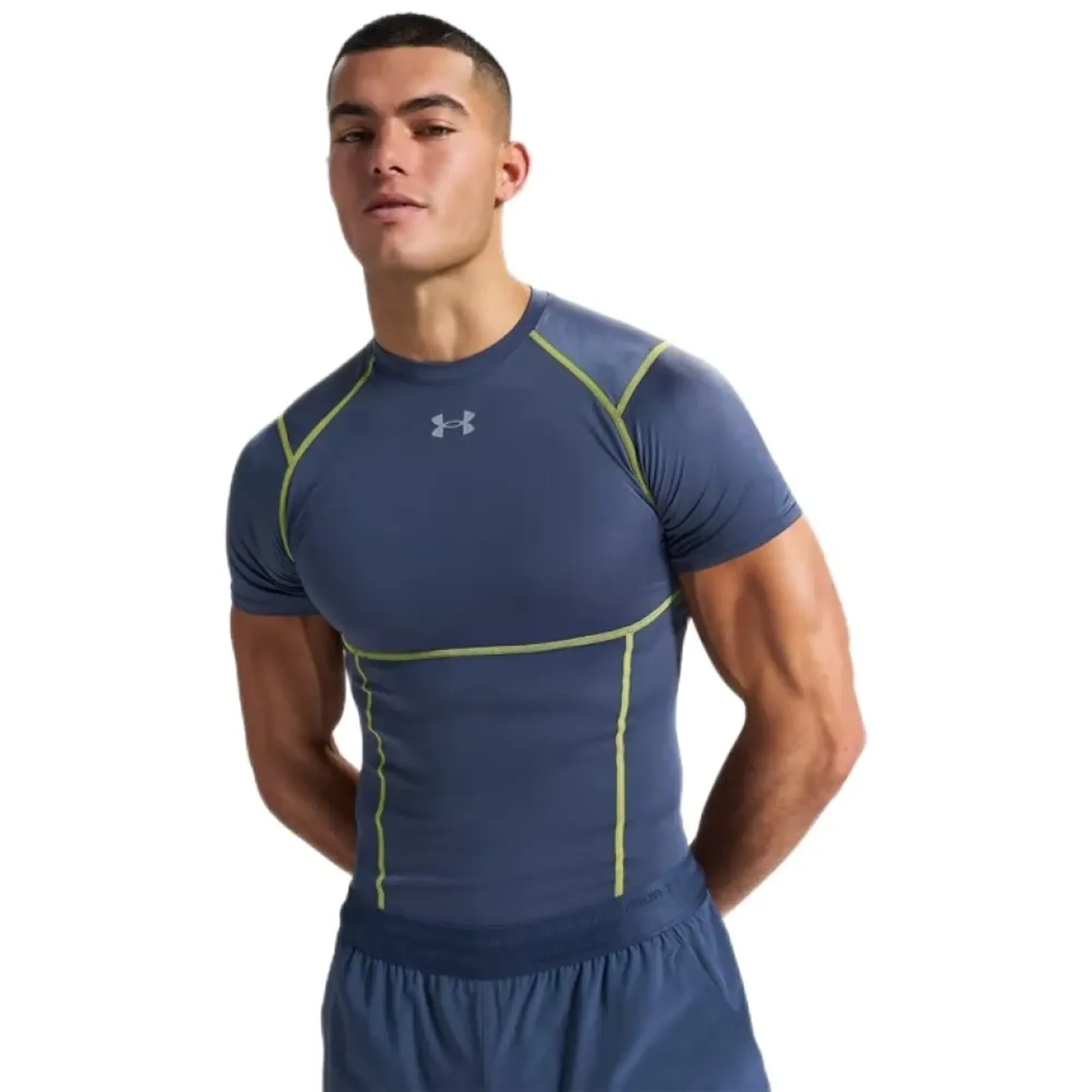 HeatGear® Elite Men's Compression Short Sleeve Downpour Gray / Flash Light / Reflective L