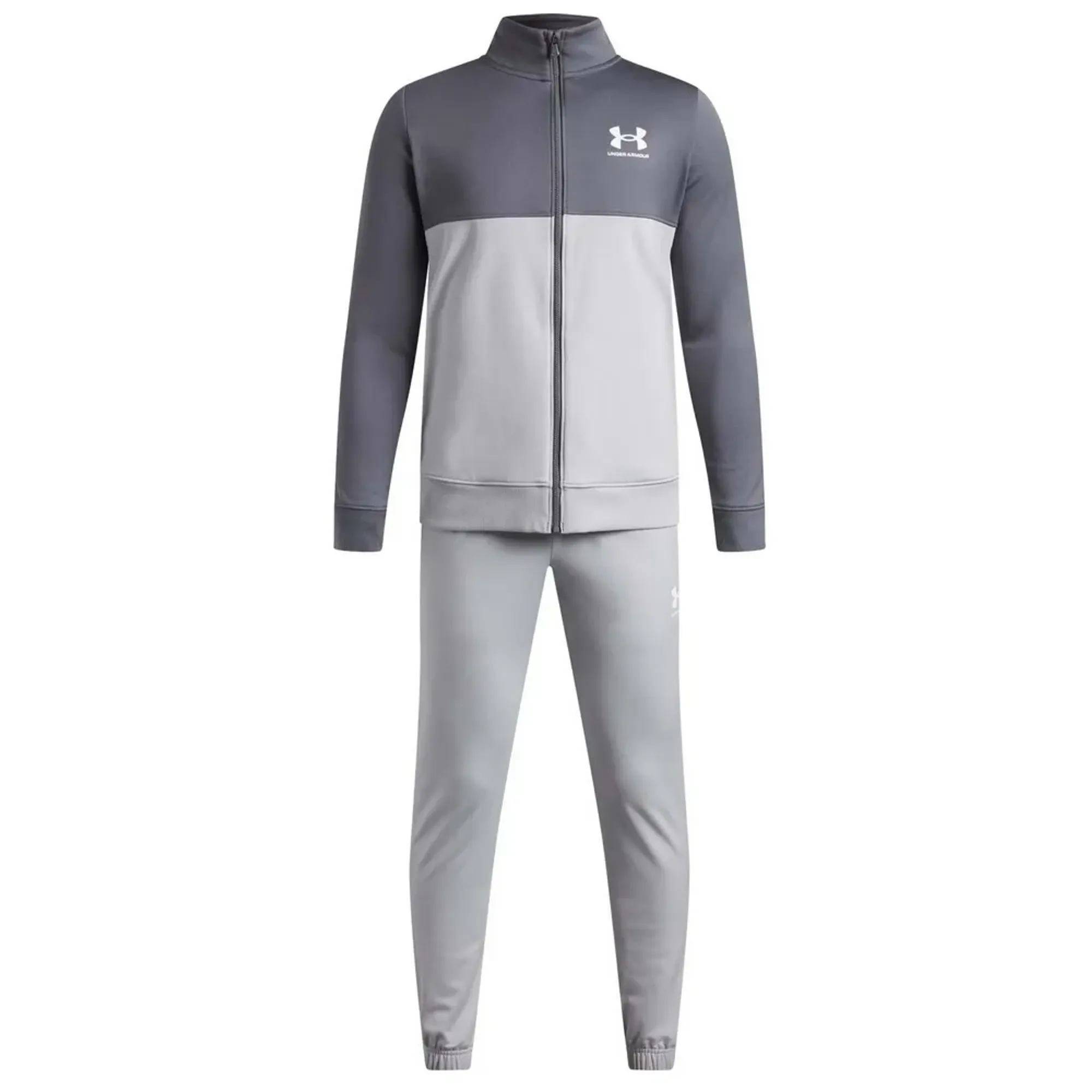 Under Armour  Rival Colorblock Boys' Knit Tracksuit Mod Gray / Castlerock / White YLG (59 - 63 in)