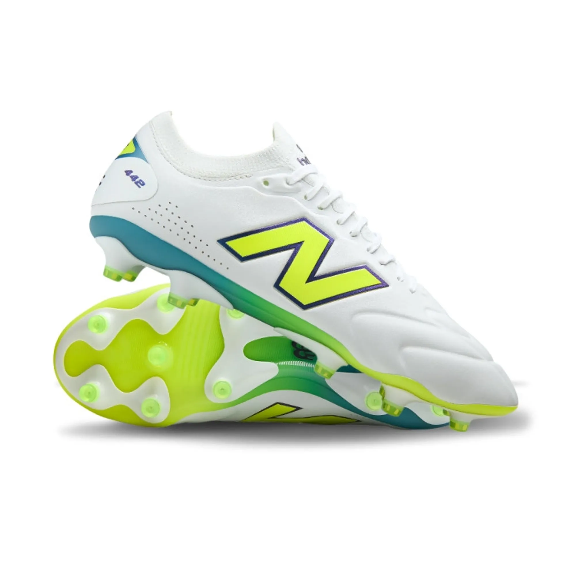 New Balance Unisex 442 Elite Knit FG V3 in White/Green Synthetic