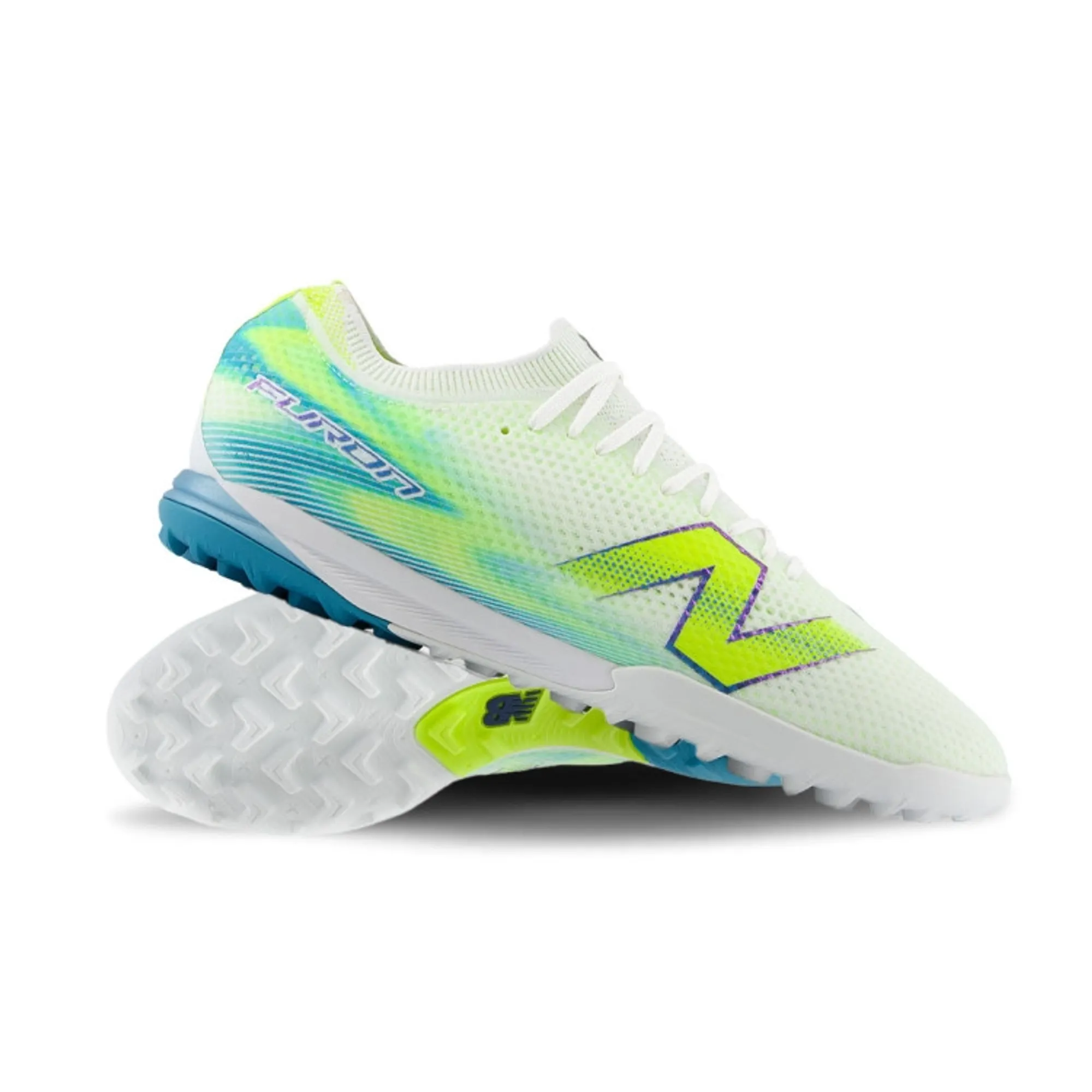 New Balance Unisex Furon Elite TF V9 in White/Green Synthetic