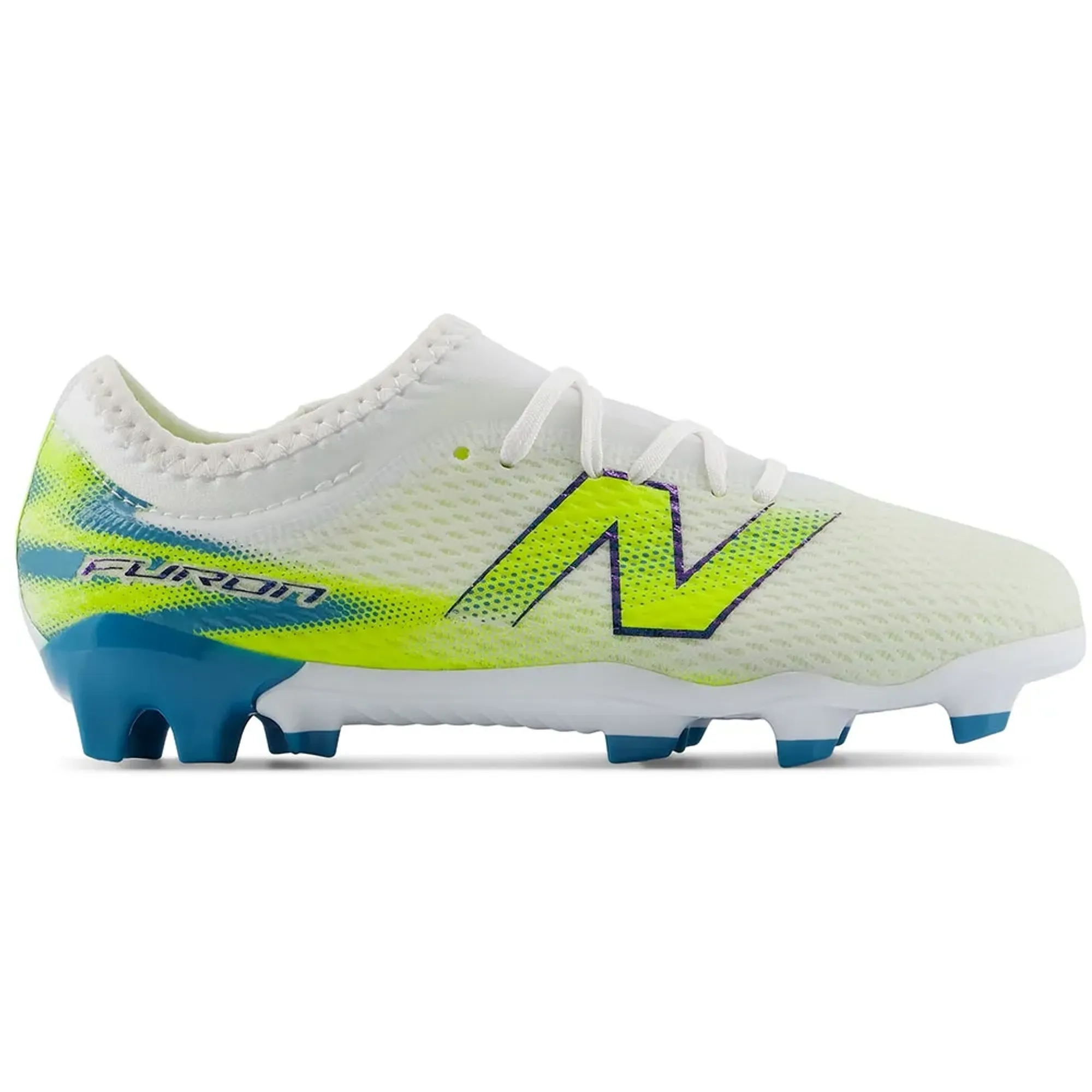 New Balance Kids Furon Team Jnr FG V9 in White/Green