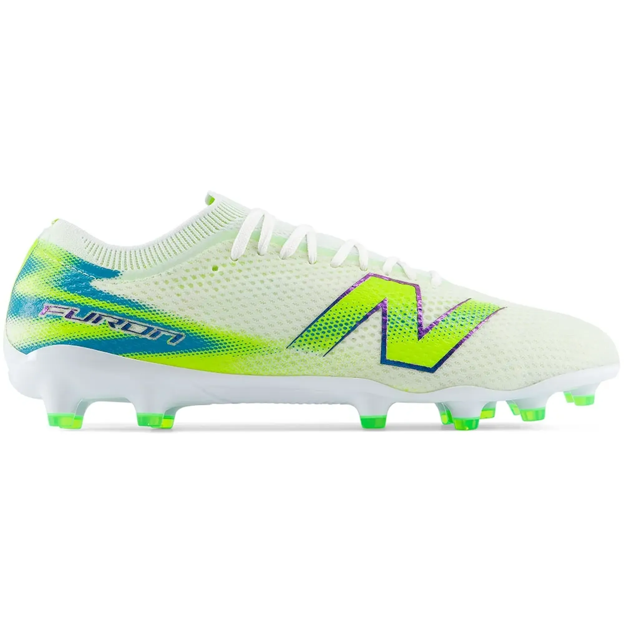 New Balance Unisex Furon Pro MG V9 in White/Green Synthetic