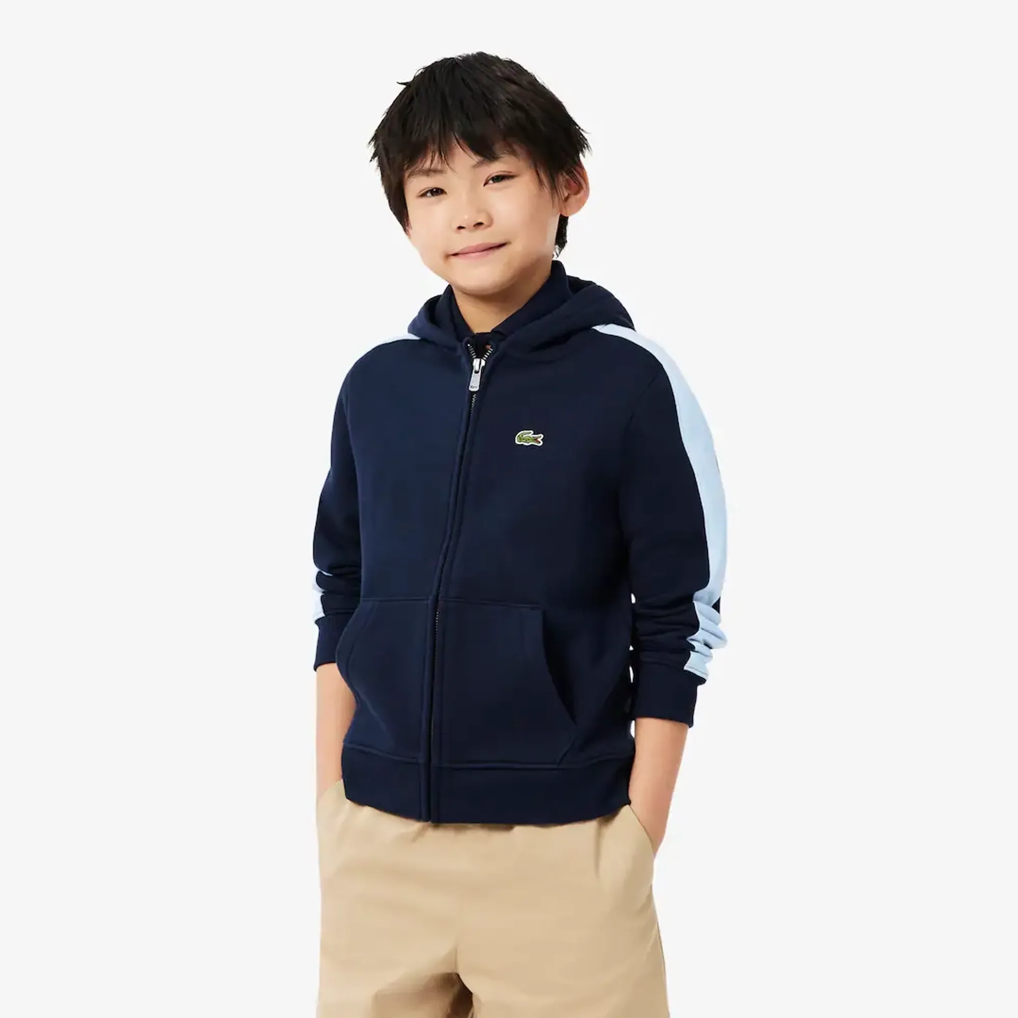 Lacoste Zipped Fleece Hoodie - Midnight Blue
