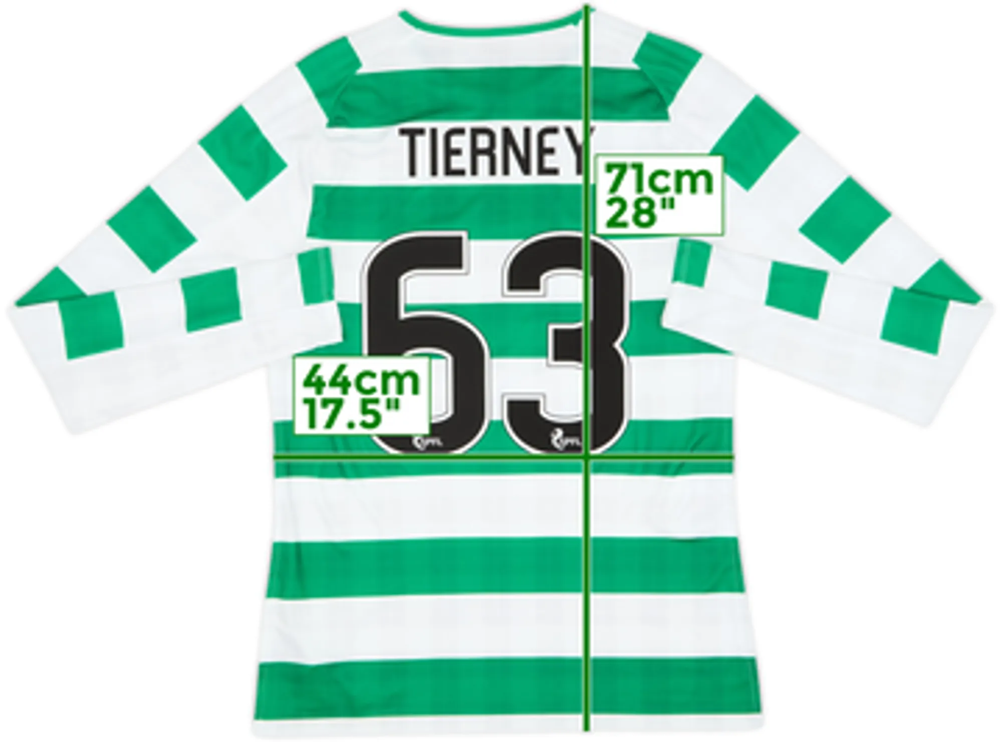 2018-19 Celtic Home L/S Shirt Tierney #63 - 10/10 - (M)
