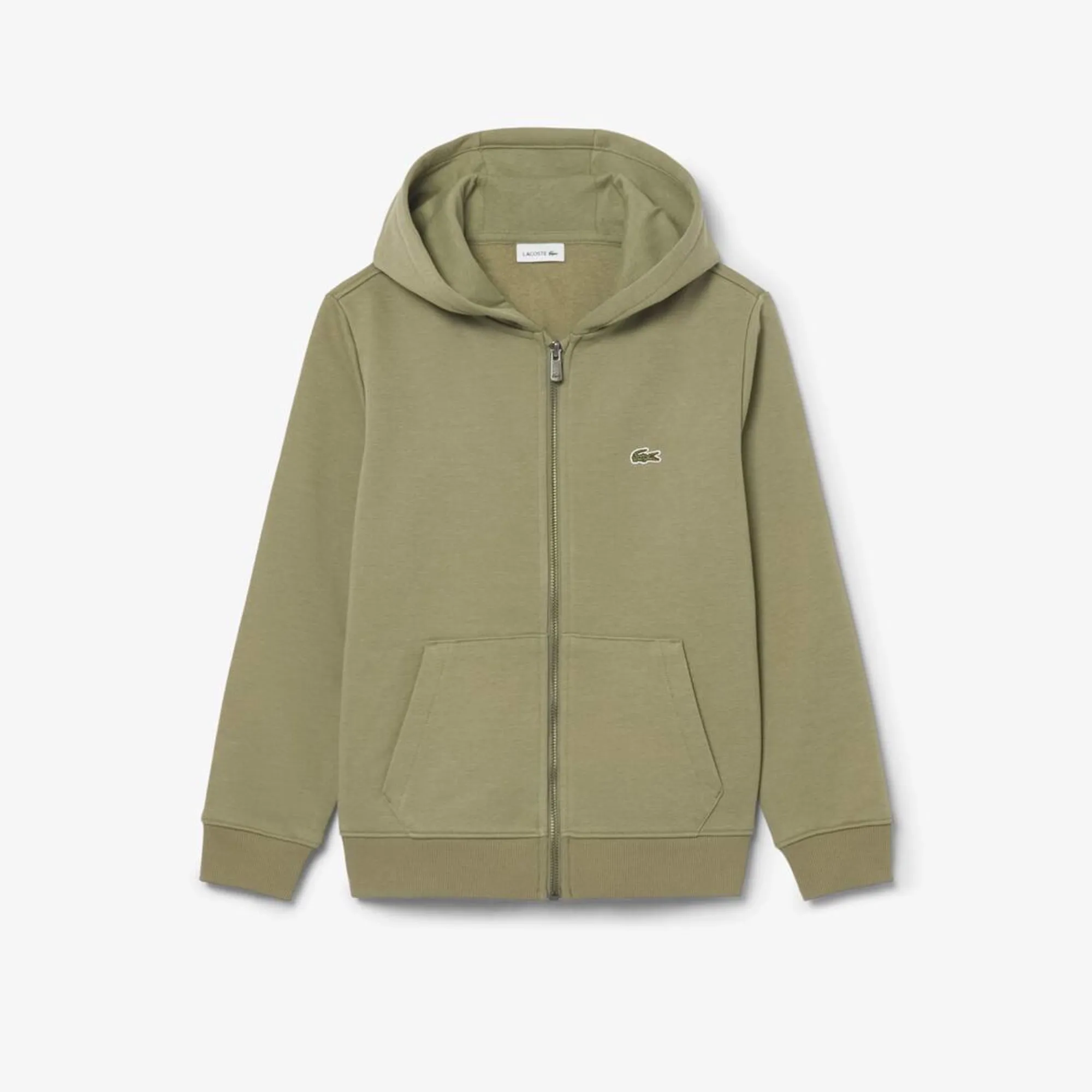 Lacoste Unisex Brushed Fleece Zipped Sweatshirt - Khaki Green