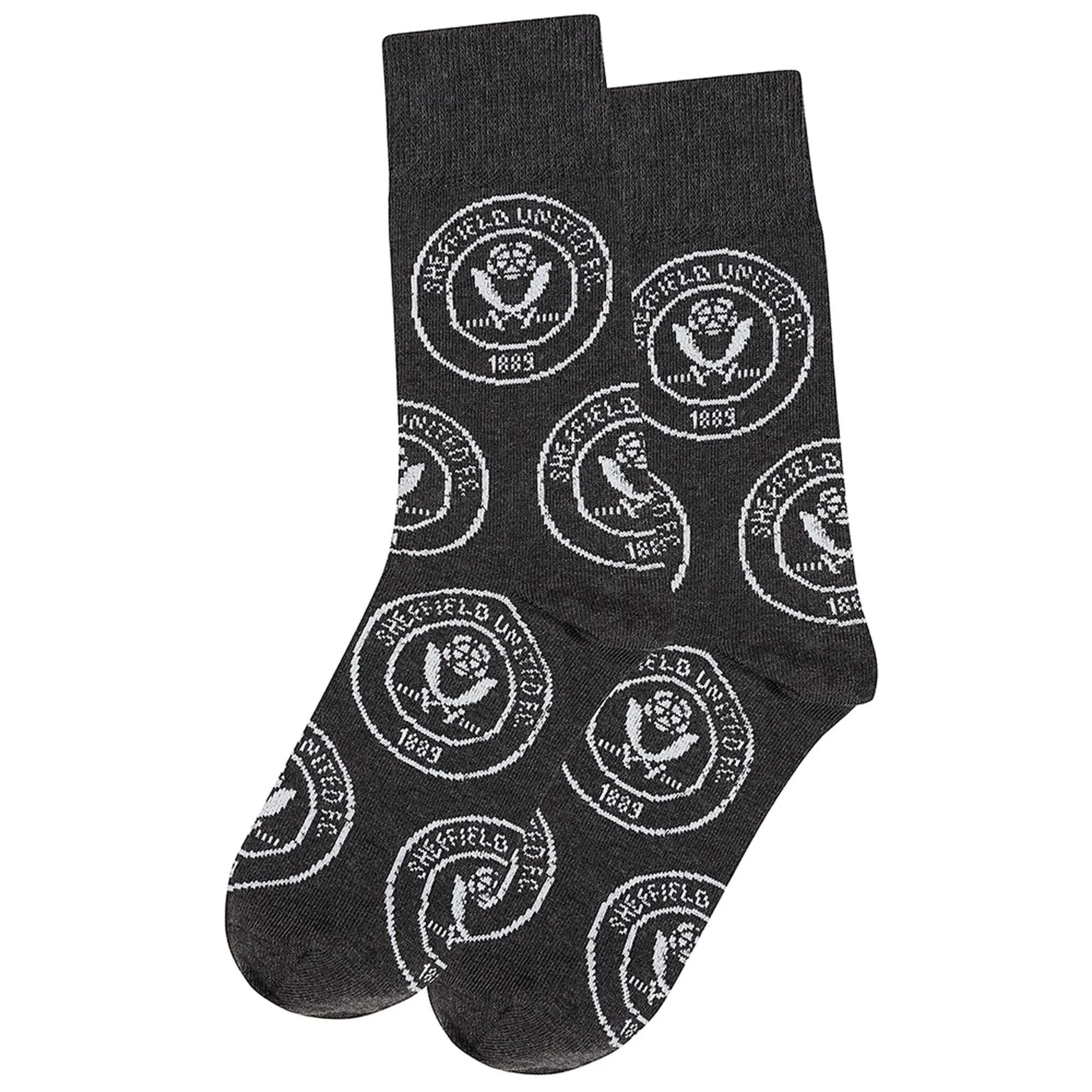 Sheffield United All Over Crest Sock - Grey - Mens