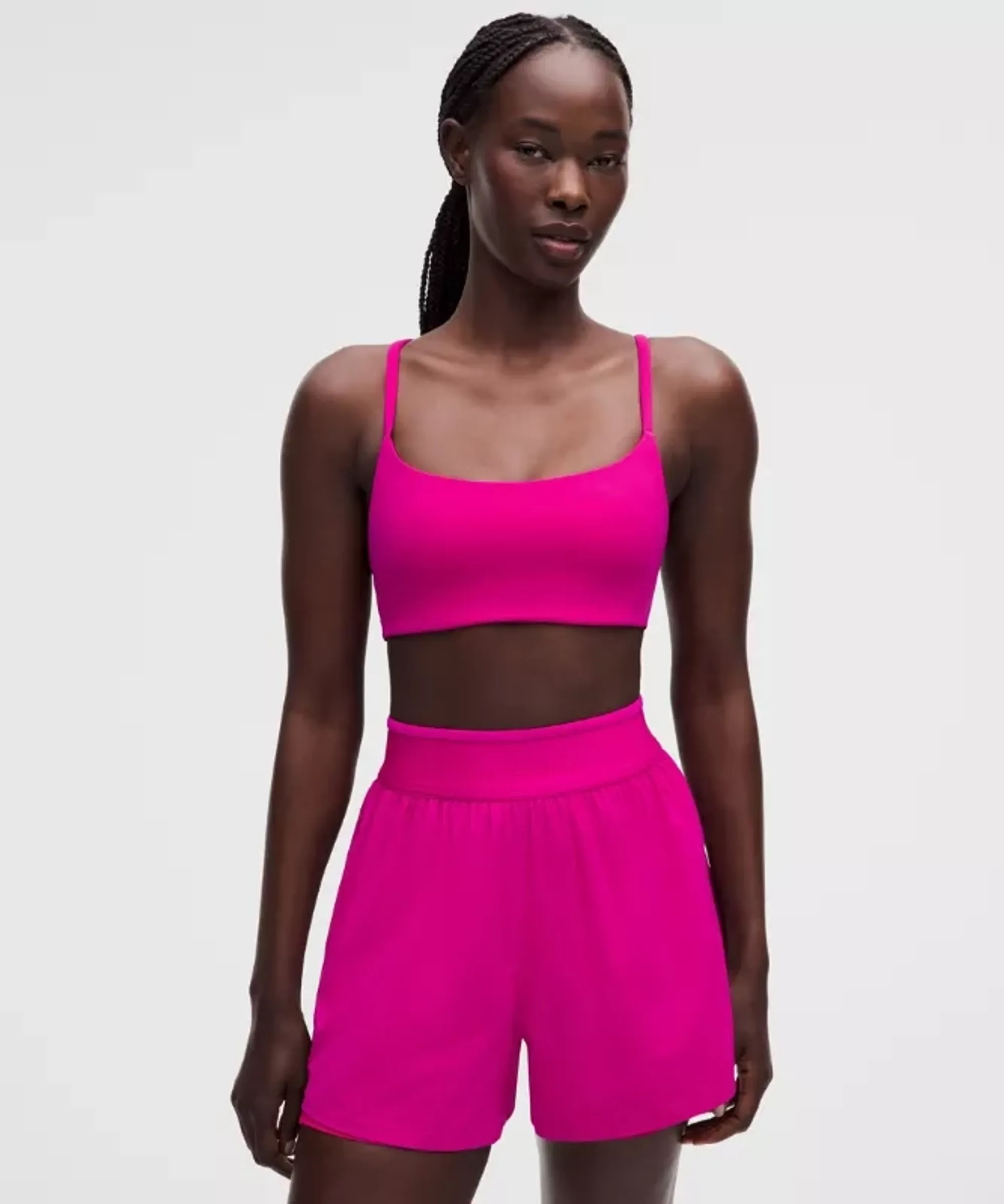 lululemon – Women's Wunder Train Strappy Racer Sports Bra Light Support, A/B Cup – Color Pink – Size 4