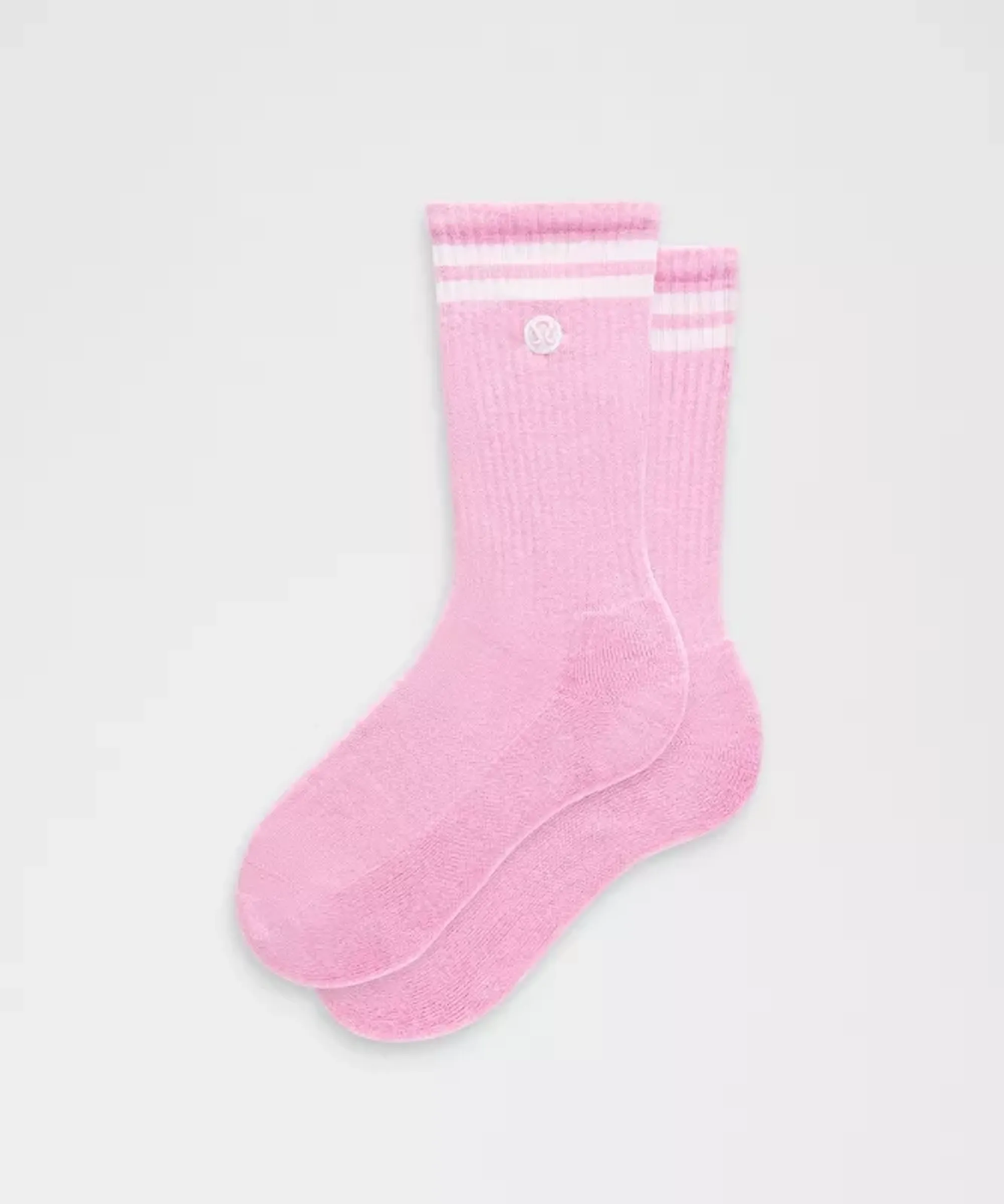 lululemon – Daily Essential Crew Socks Stripe – Color White/Pink – Size Medium