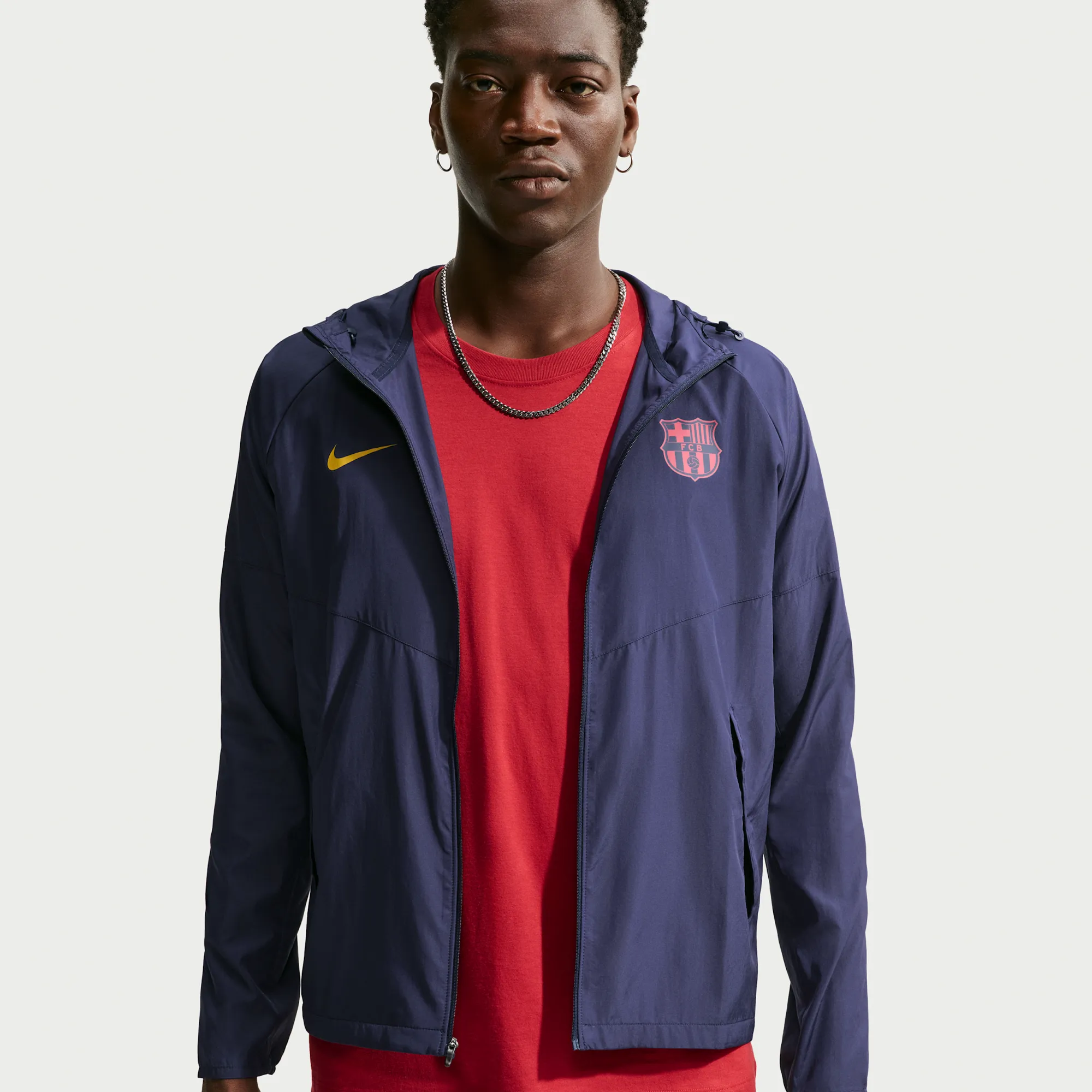 FC Barcelona City Side Men's Nike Football Running Jacket - Blue
