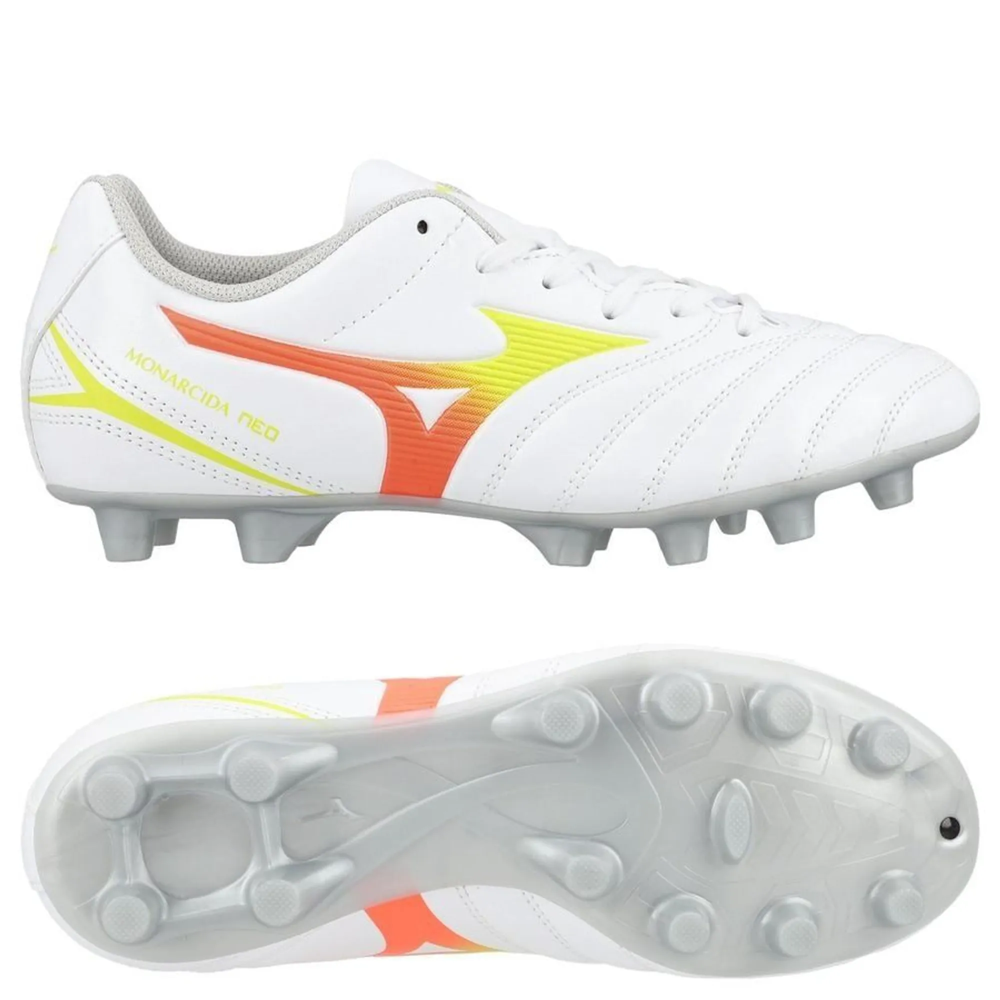 Mizuno Monarcida Neo Iii Select Fg Prism - White/Evening Primrose/Lava Orange Kids - ['White']