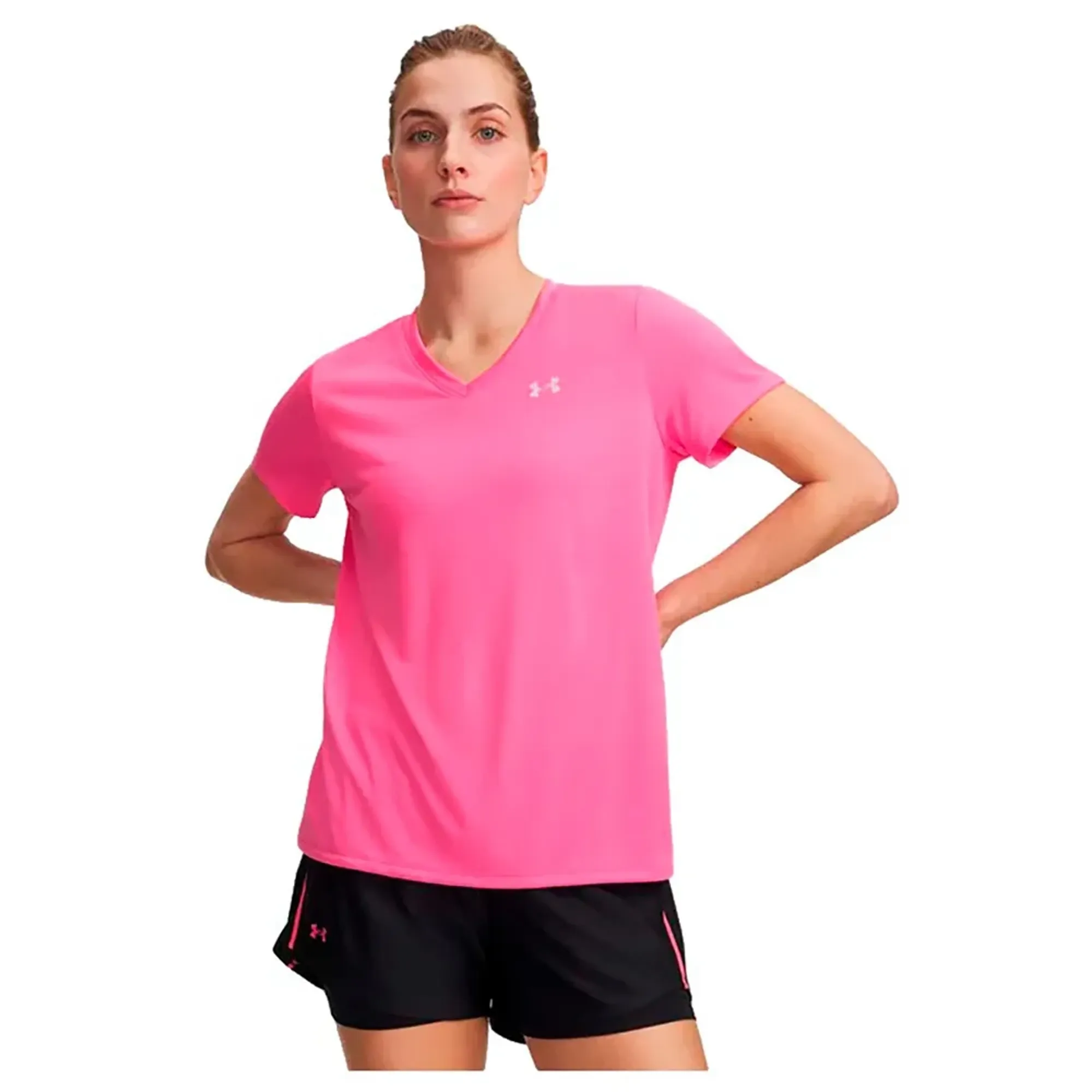 Under Armour  Tech™ Women's V-Neck Short Sleeve Pink Frenzy / Prime Pink L