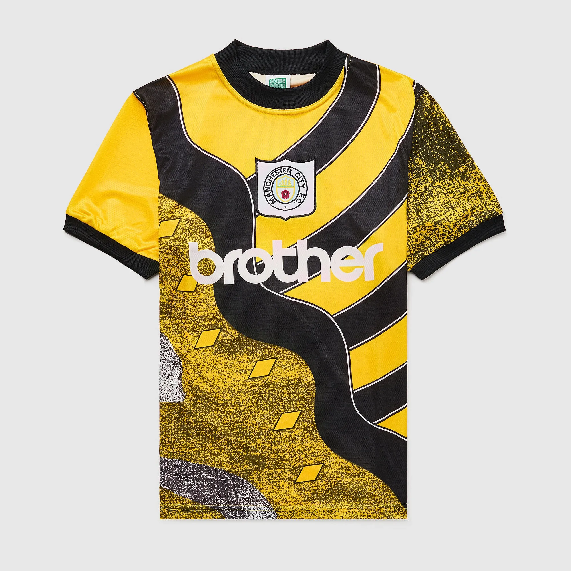 Score Draw Retro Manchester City 1996 Home GK Shirt