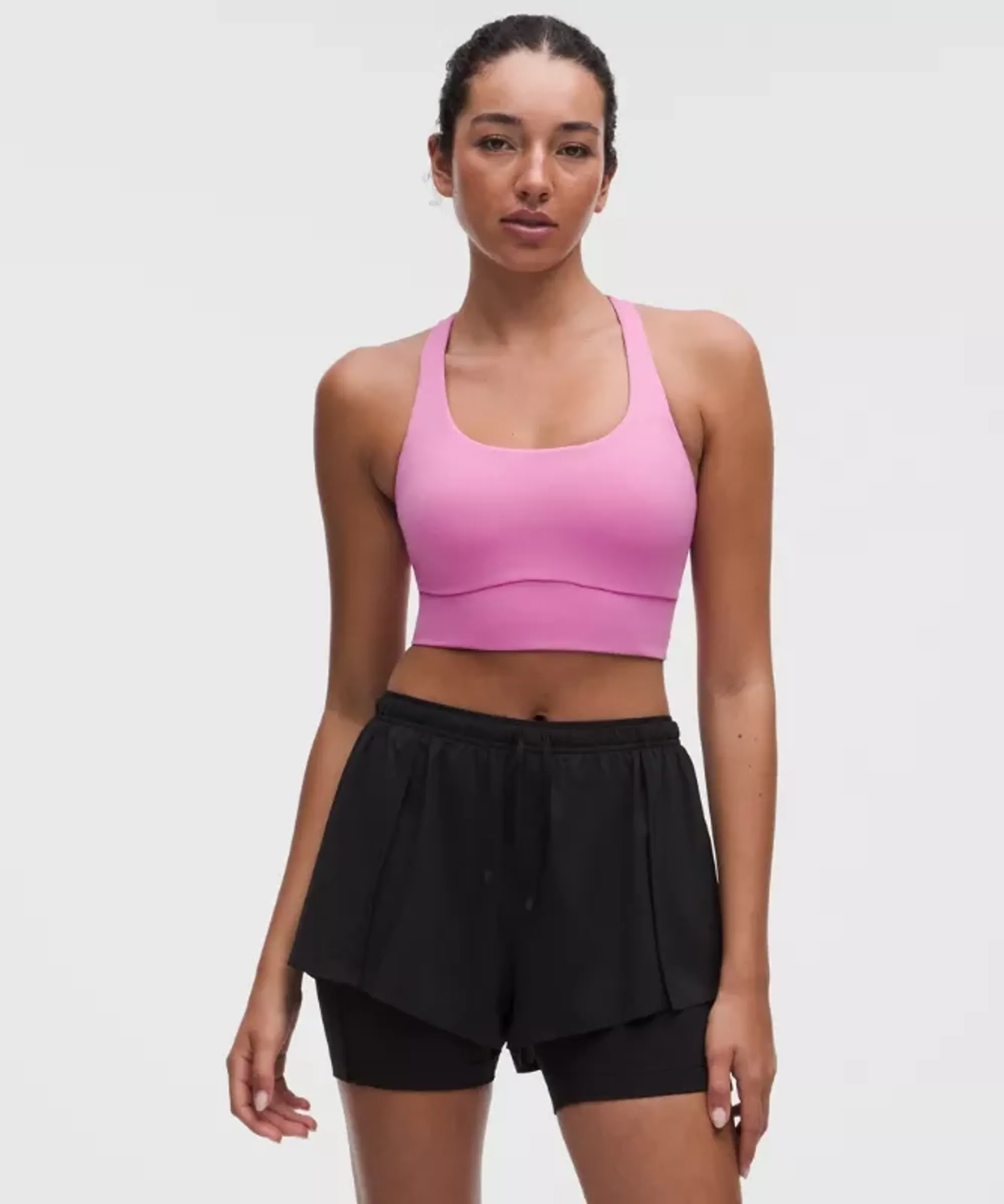 lululemon – Women's Energy Longline Sports Bra Medium Support, B-D Cups Evolve – Color Pink – Size Small