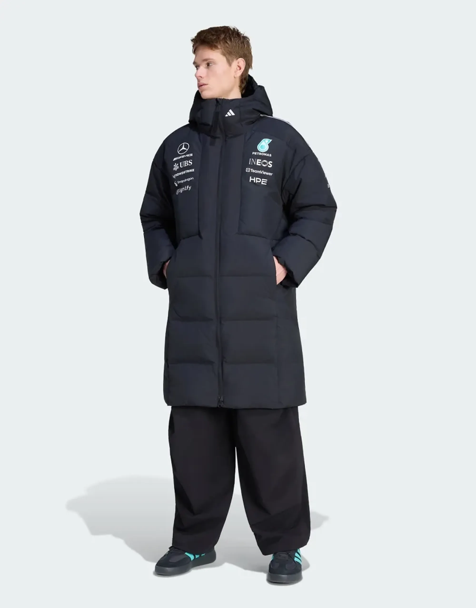 Adidas Performance Mercedes - Amg Petronas Formula 1 Team Engineers Winter Jacket In Black