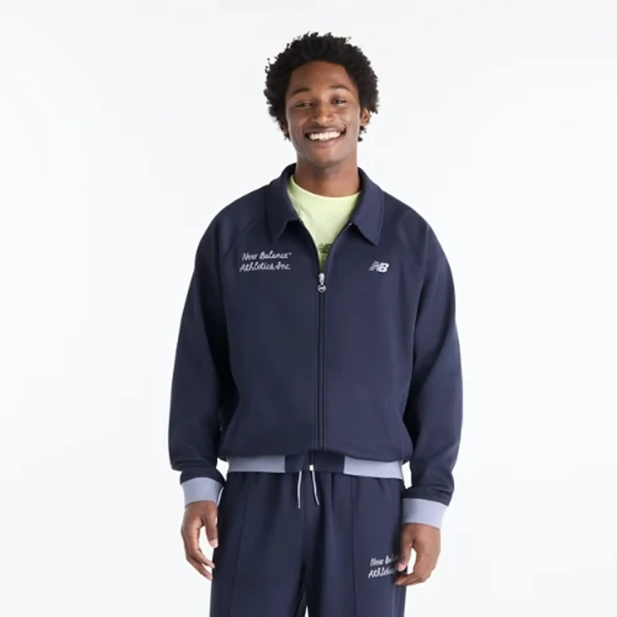 New Balance Men's Sport Legacy Pique Jacket in Blue Poly Knit