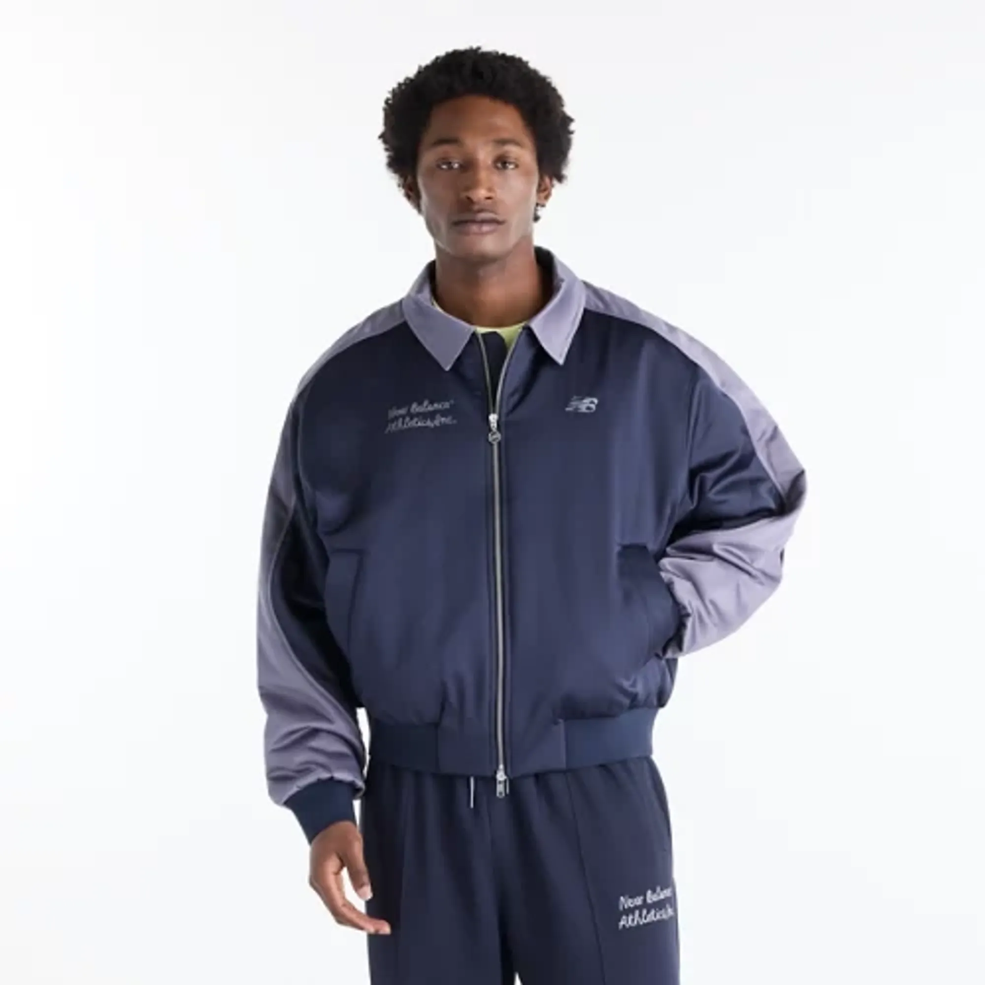 New Balance Men's Sport Legacy Stadium Jacket in Blue/Grey Polyester