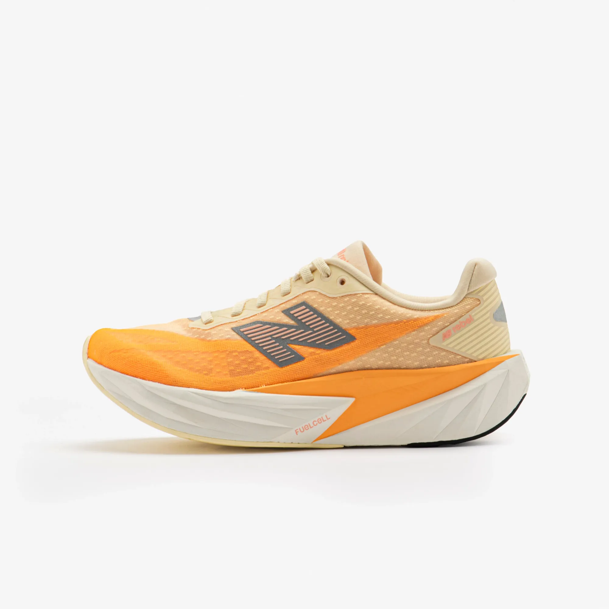 New Balance Women's FuelCell Rebel v5 in Beige/Orange Synthetic