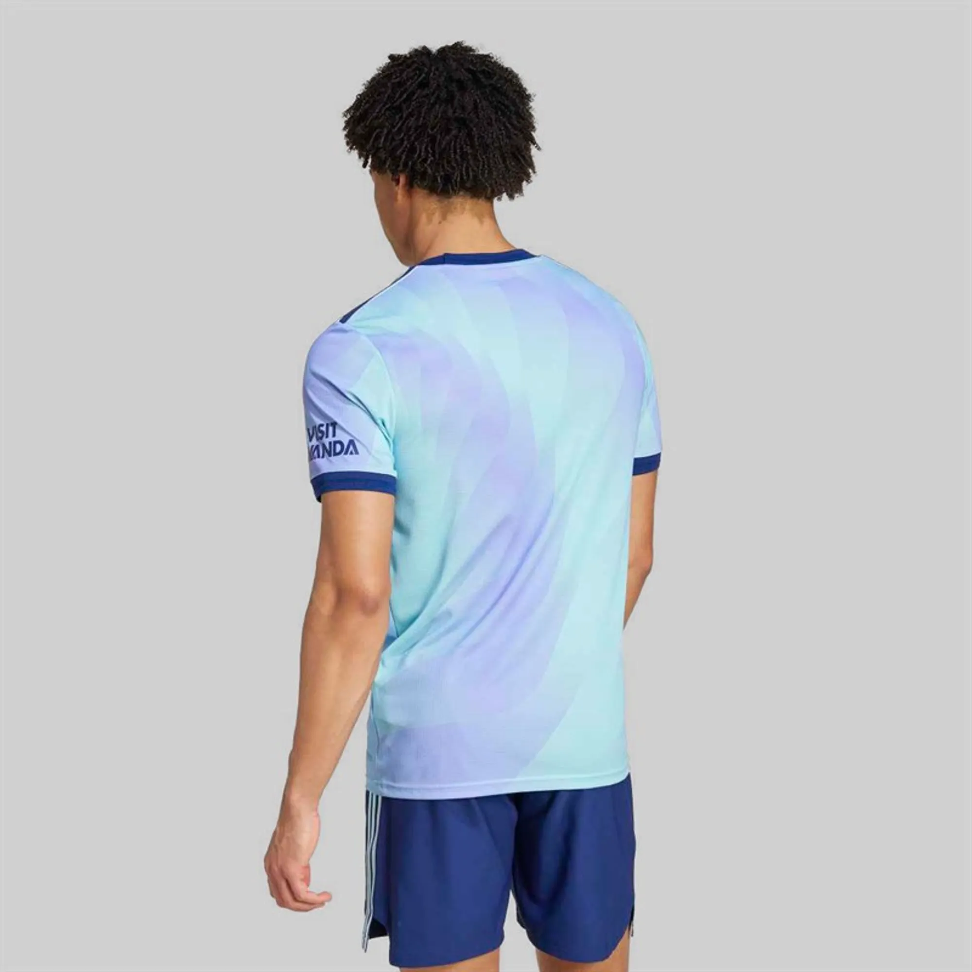 adidas Mens AFC Arsenal FC 24/25 Authentic Third Jersey Clear Aqua/Light Flare Purple