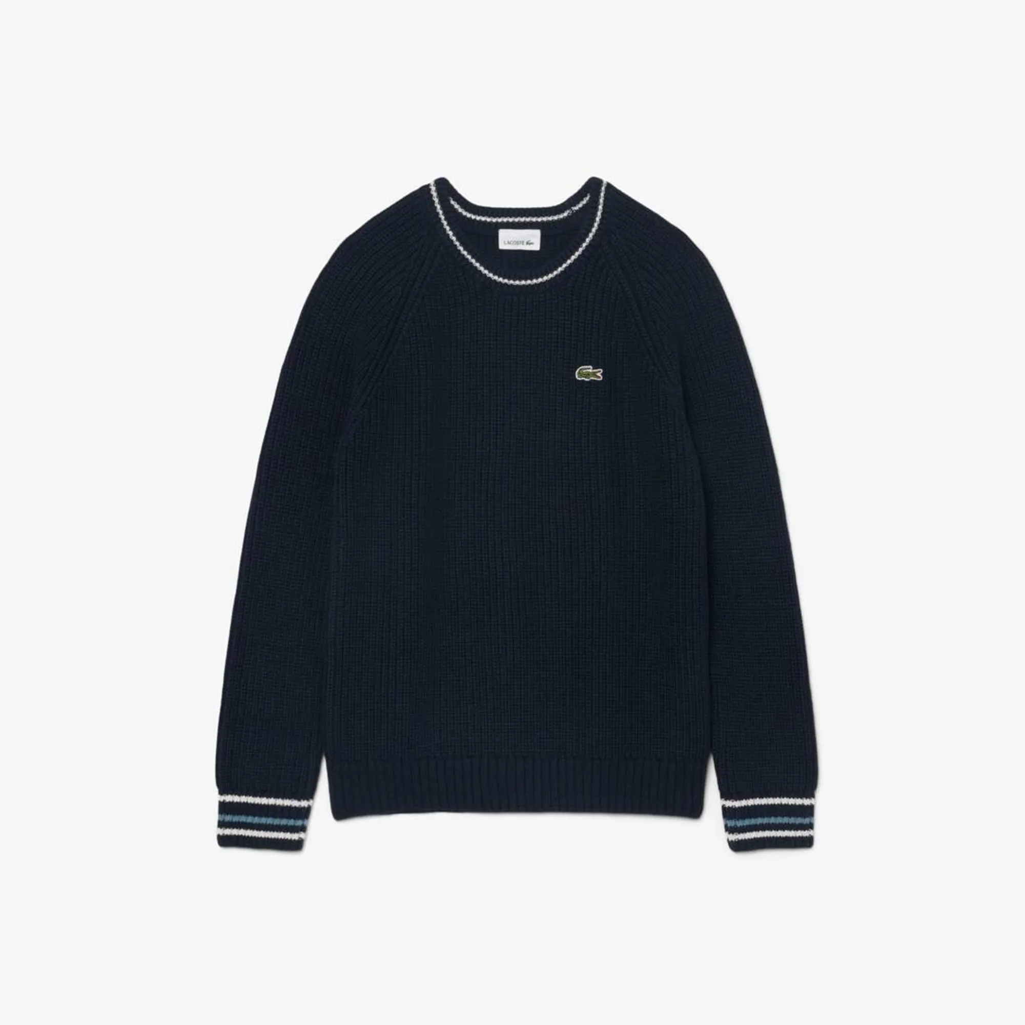 Lacoste Unisex Cotton and Wool Blend Crew Neck Sweater - Midnight Blue