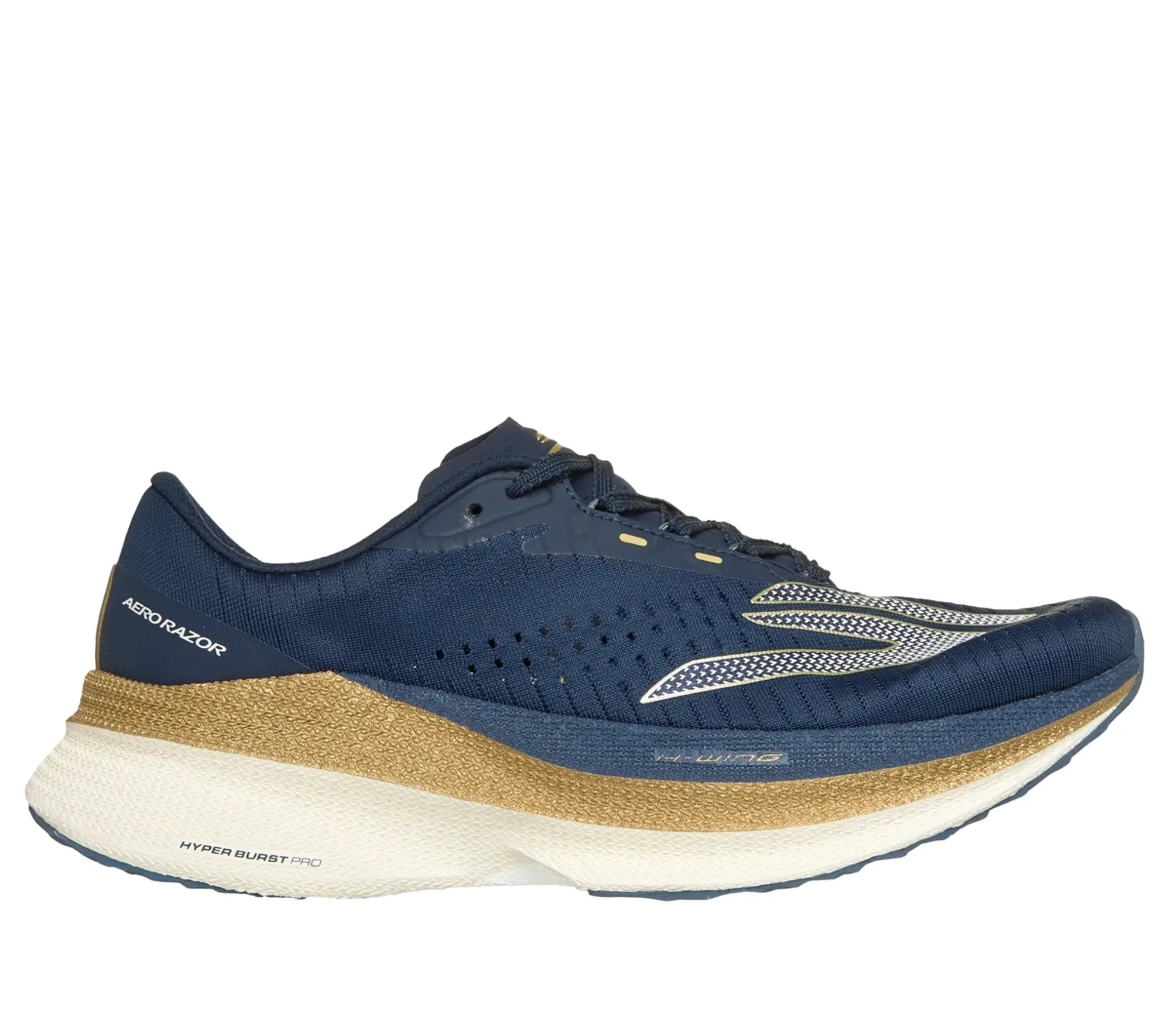 Skechers Women's Aero Razor Sneaker in Navy Blue/Gold