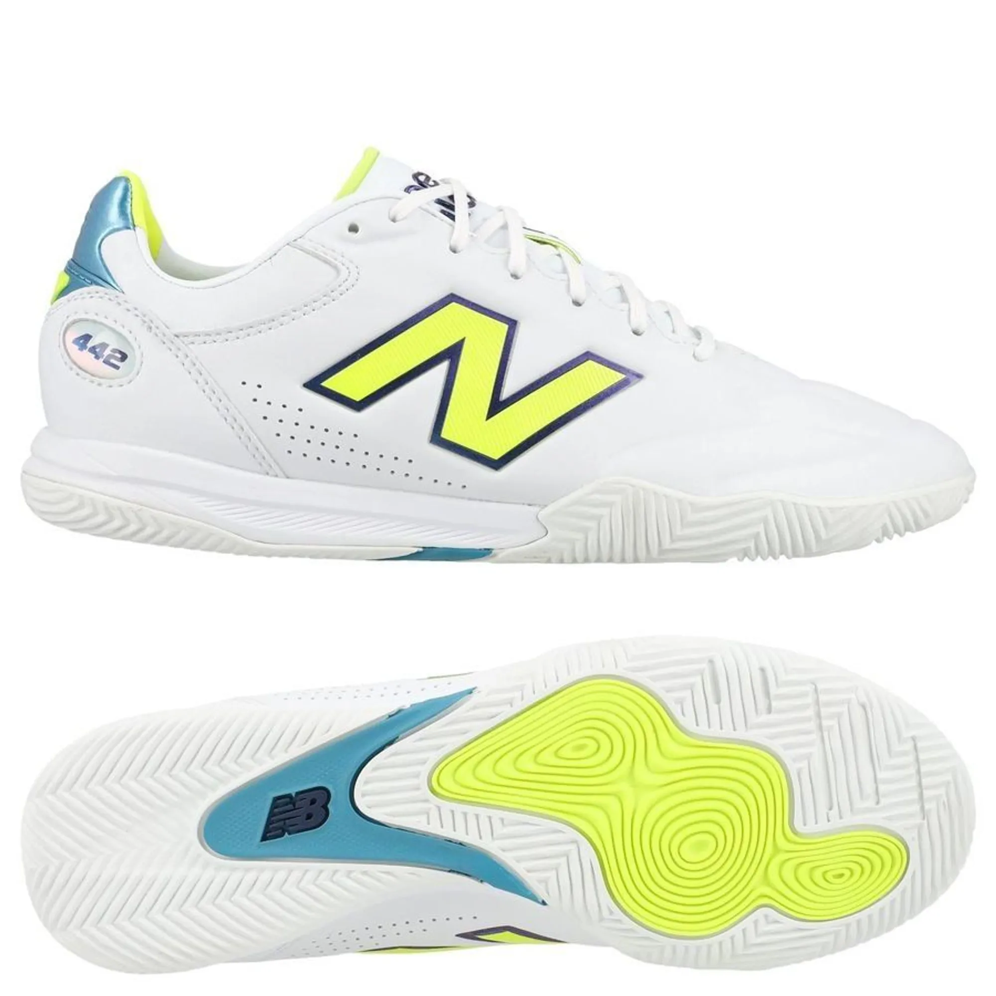 New Balance Unisex 442 Elite IN V3 in White/Green Synthetic