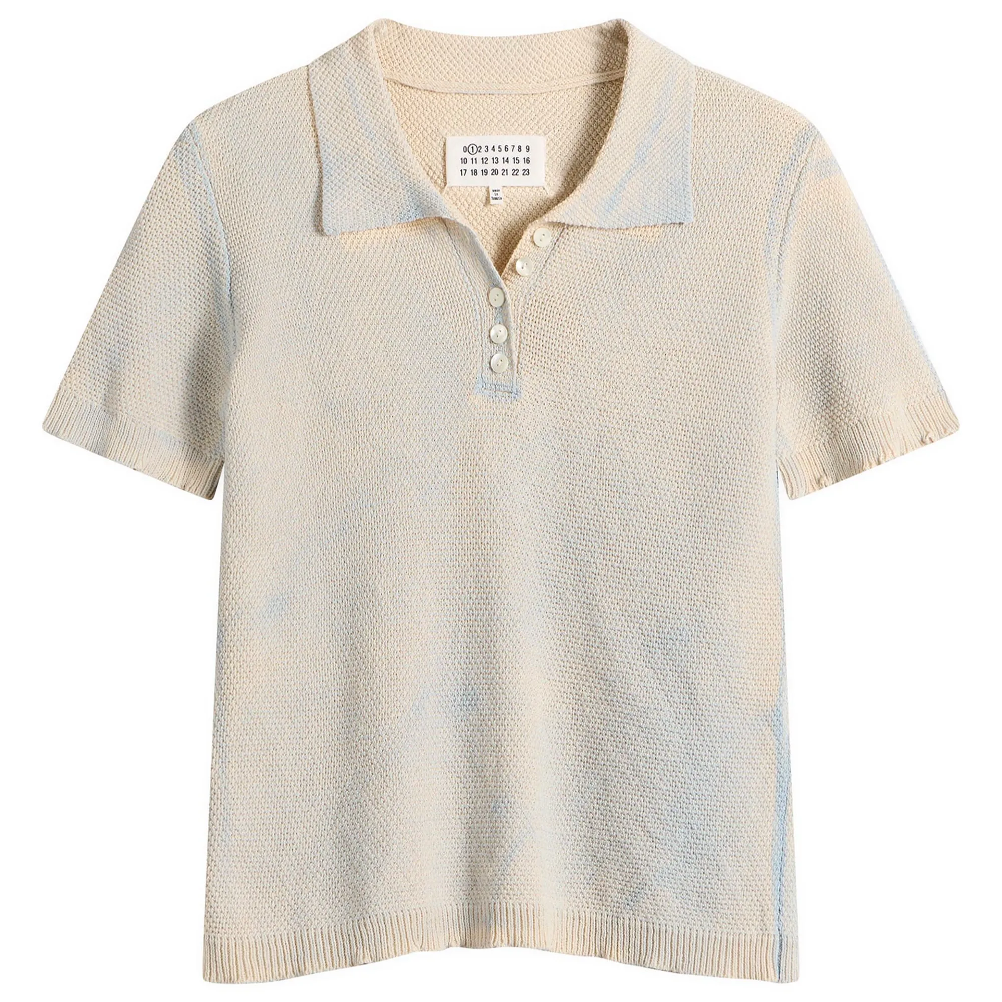 Maison Margiela Women's Stamped Cotton Polo Pale Blue