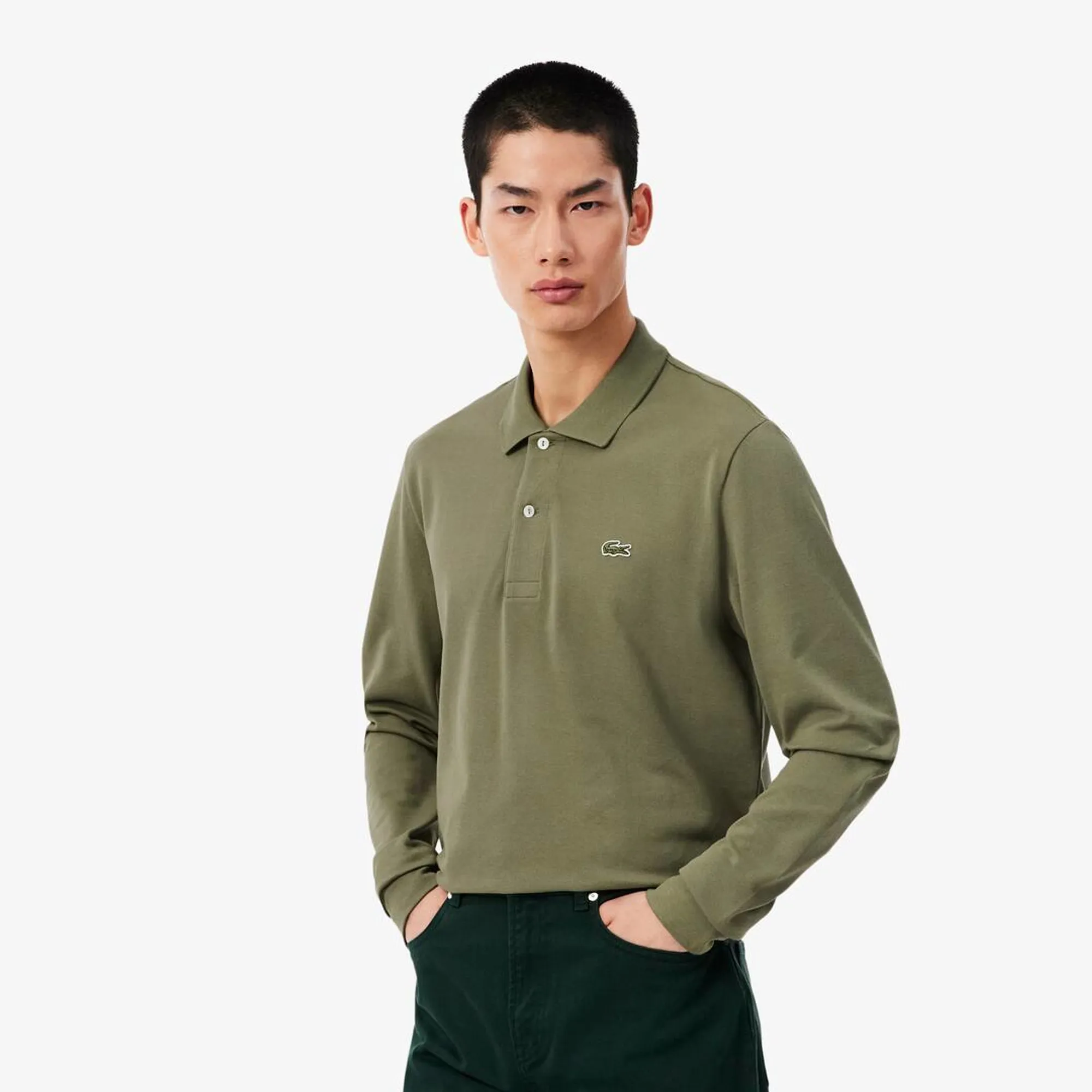 Lacoste Classic Fit Long Sleeved L.12.12 Polo Shirt - Khaki Green