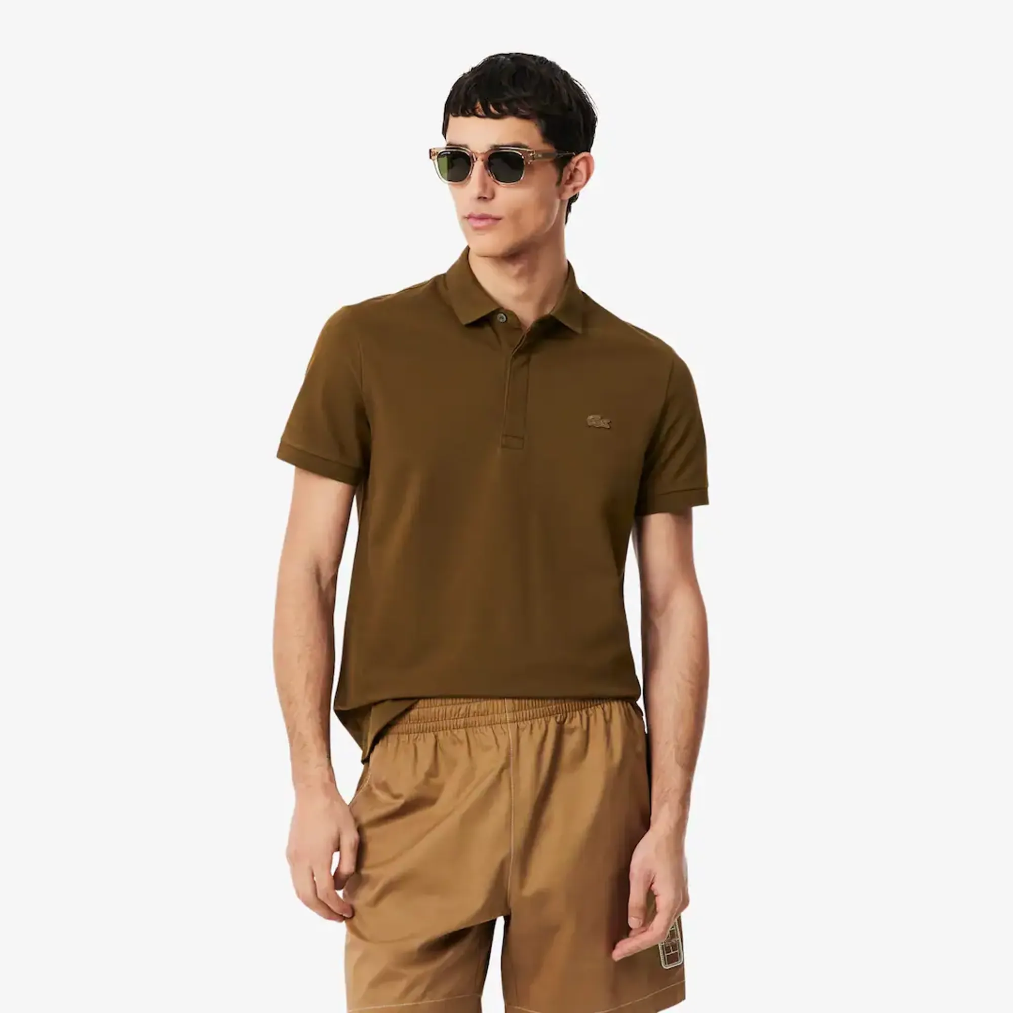 Lacoste Regular Fit Paris Stretch Piqué Polo Shirt - Coffee Brown