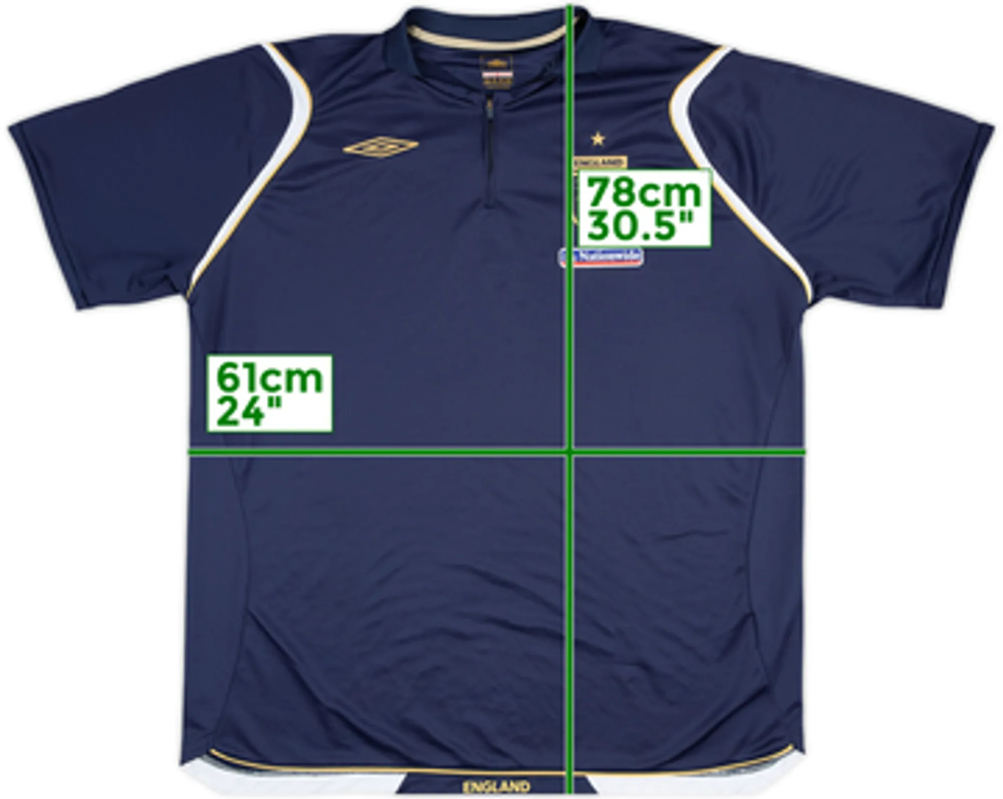 2006-08 England 1/4 Zip Training Shirt - 8/10 - (XXL