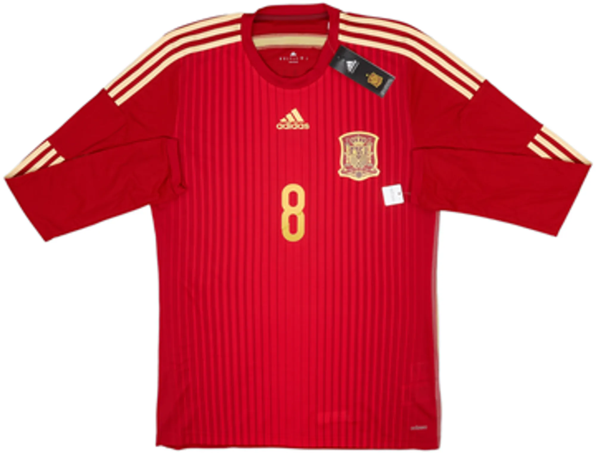 2013-15 Spain Player Issue Home L/S Shirt Xavi #8 (L)