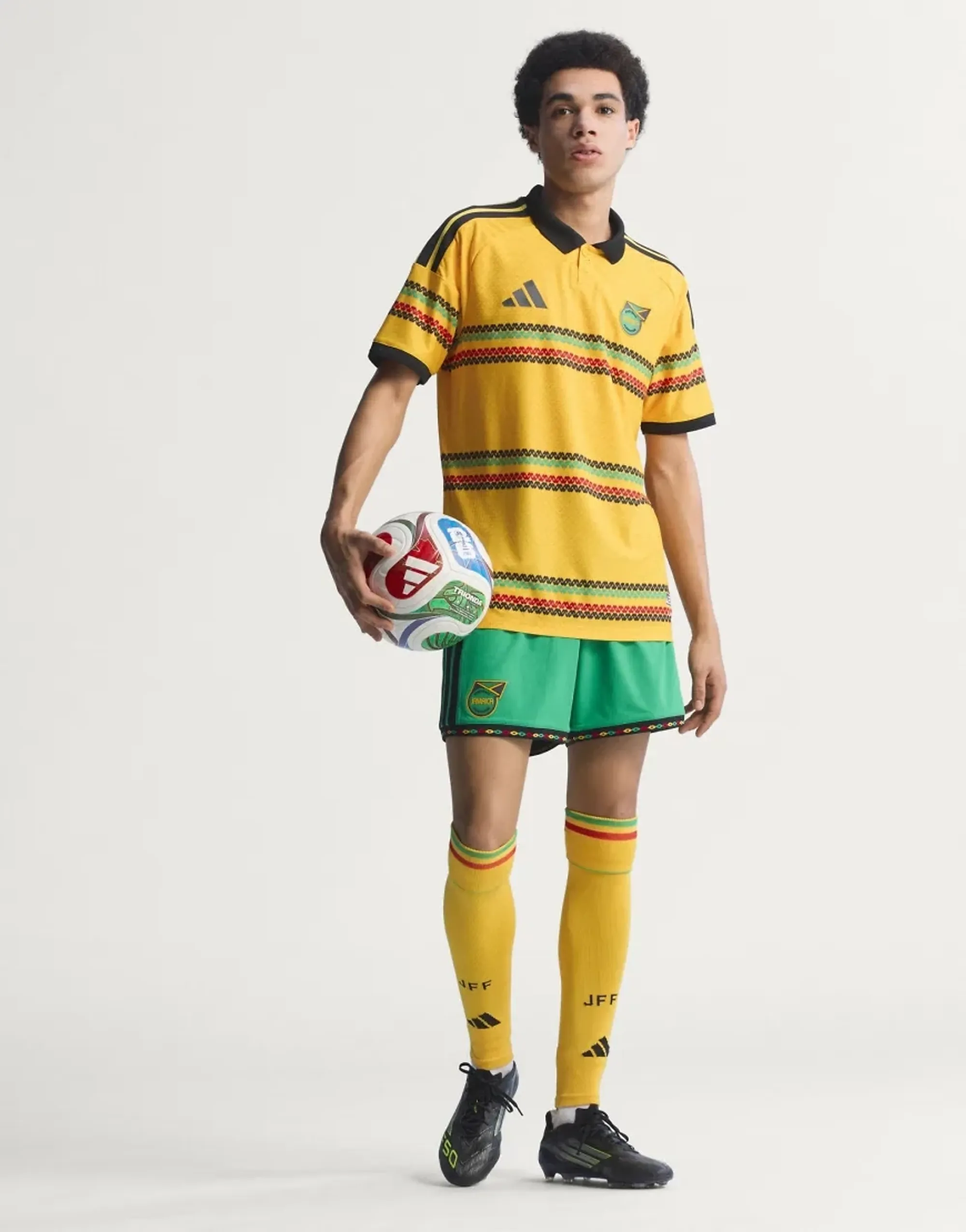 Adidas Performance Jamaica 26 X Bob Marley Home Authentic Jersey In Bold Gold