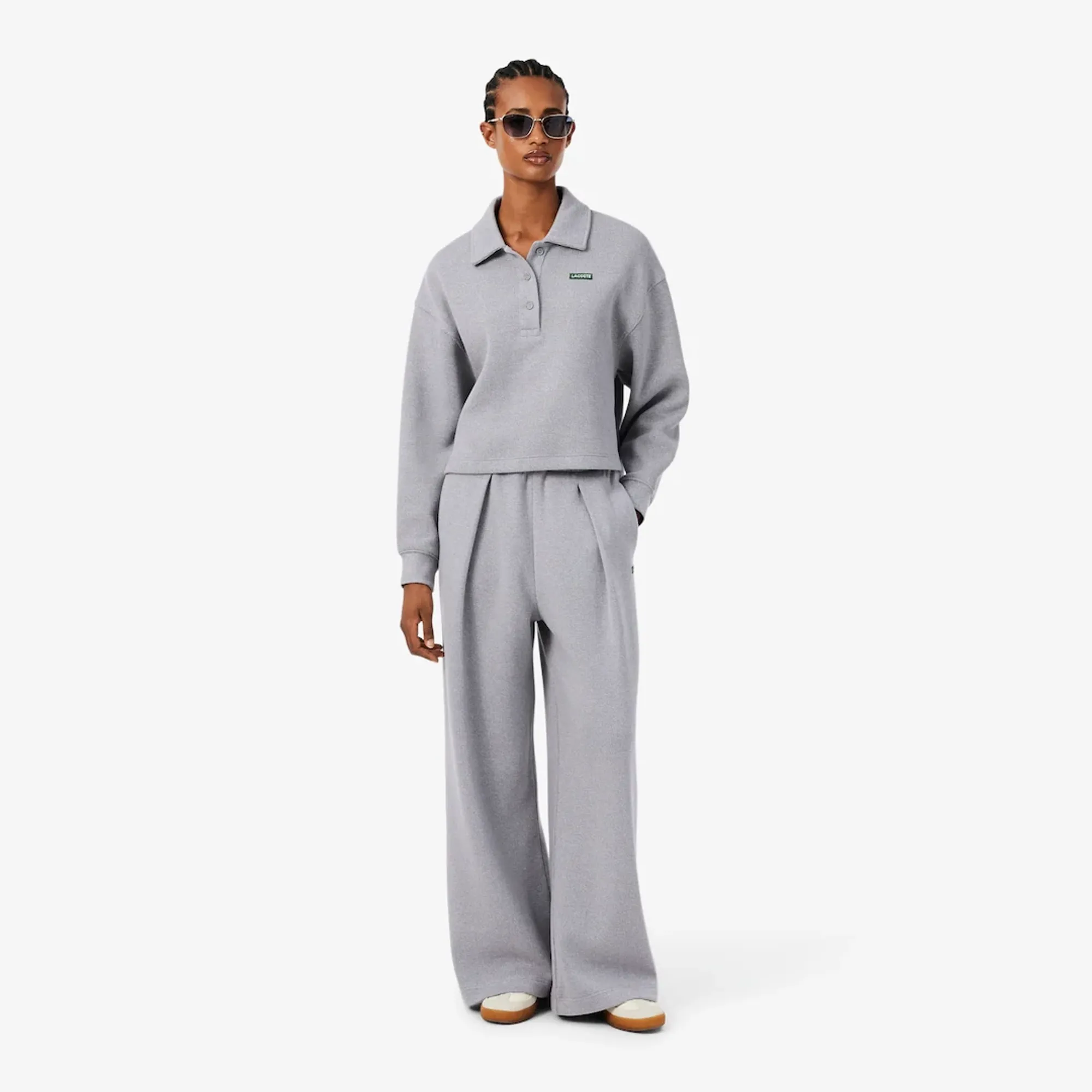 Lacoste Flare Fit Ribbed Sweatpants - Light Heathered Grey