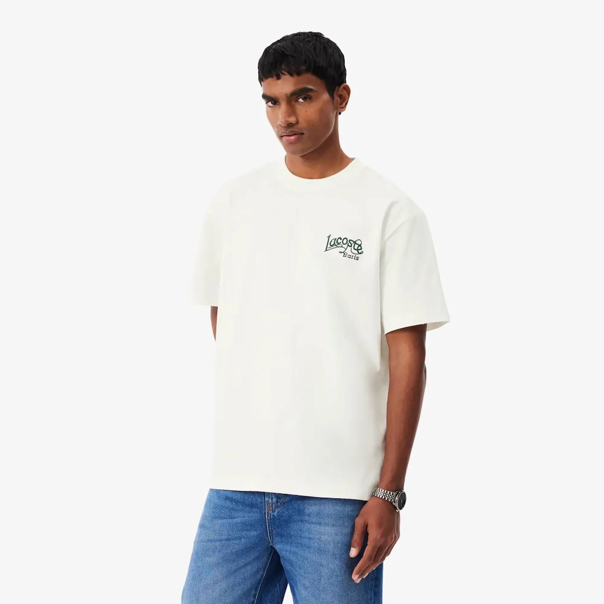 Lacoste Heavy Cotton Jersey Embroidery Accent T-shirt - White