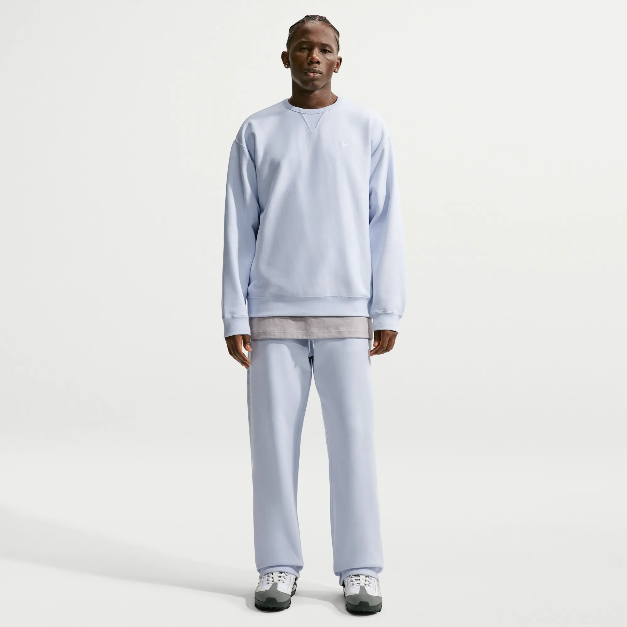 Nike Solo Swoosh Men's Fleece Open-Hem Trousers - Grey - Fleece