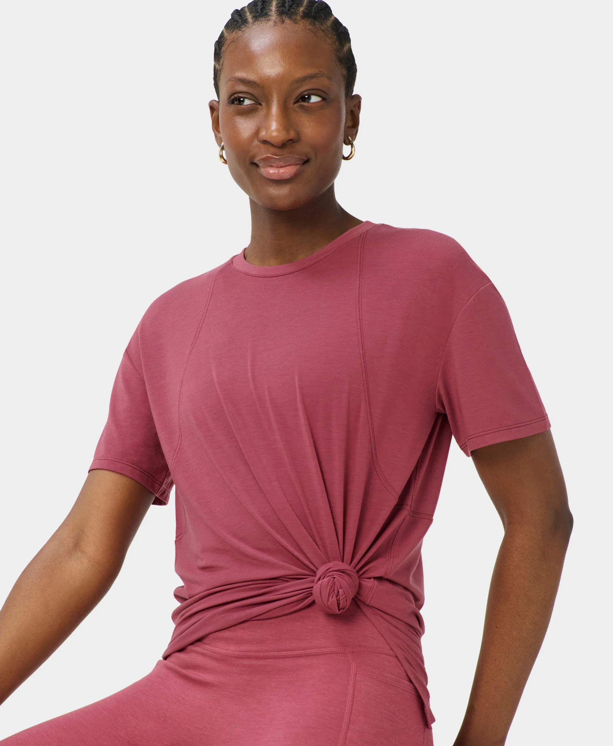 Sweaty Betty Soft Flow Studio Longline T-Shirt, Pink, Women's XXL