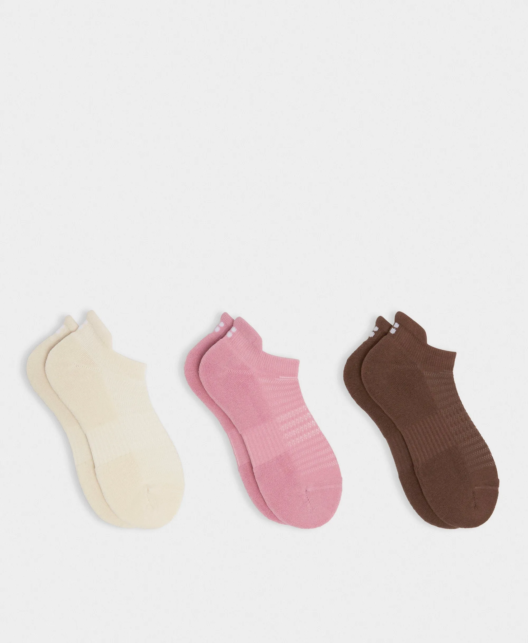 Sweaty Betty Workout Trainer Socks 3 Pack, Brown,Pink, Women's UK 6-8