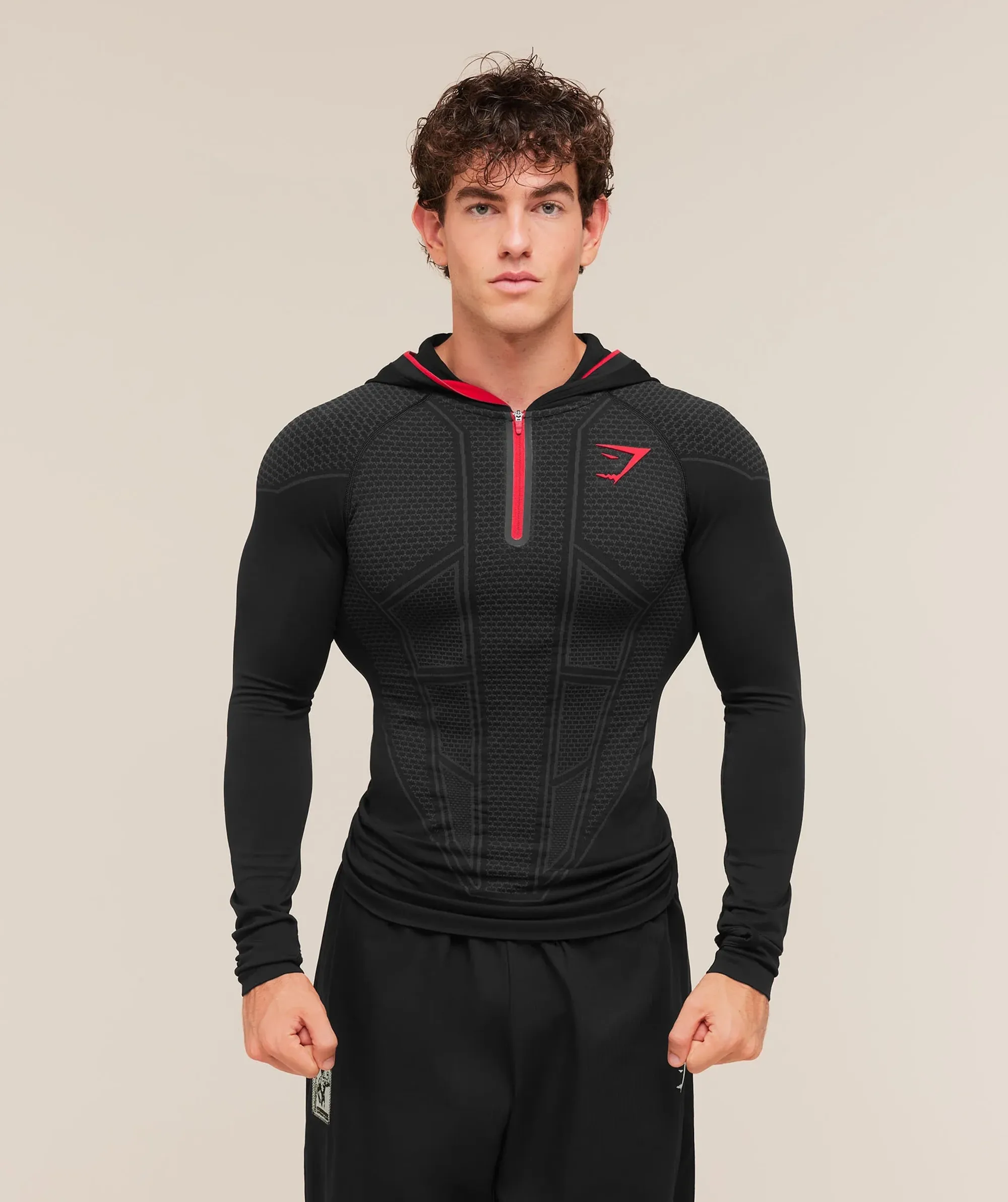 Gymshark Onyx V1 Hoodie - Black/Onyx Grey/Carmine Red