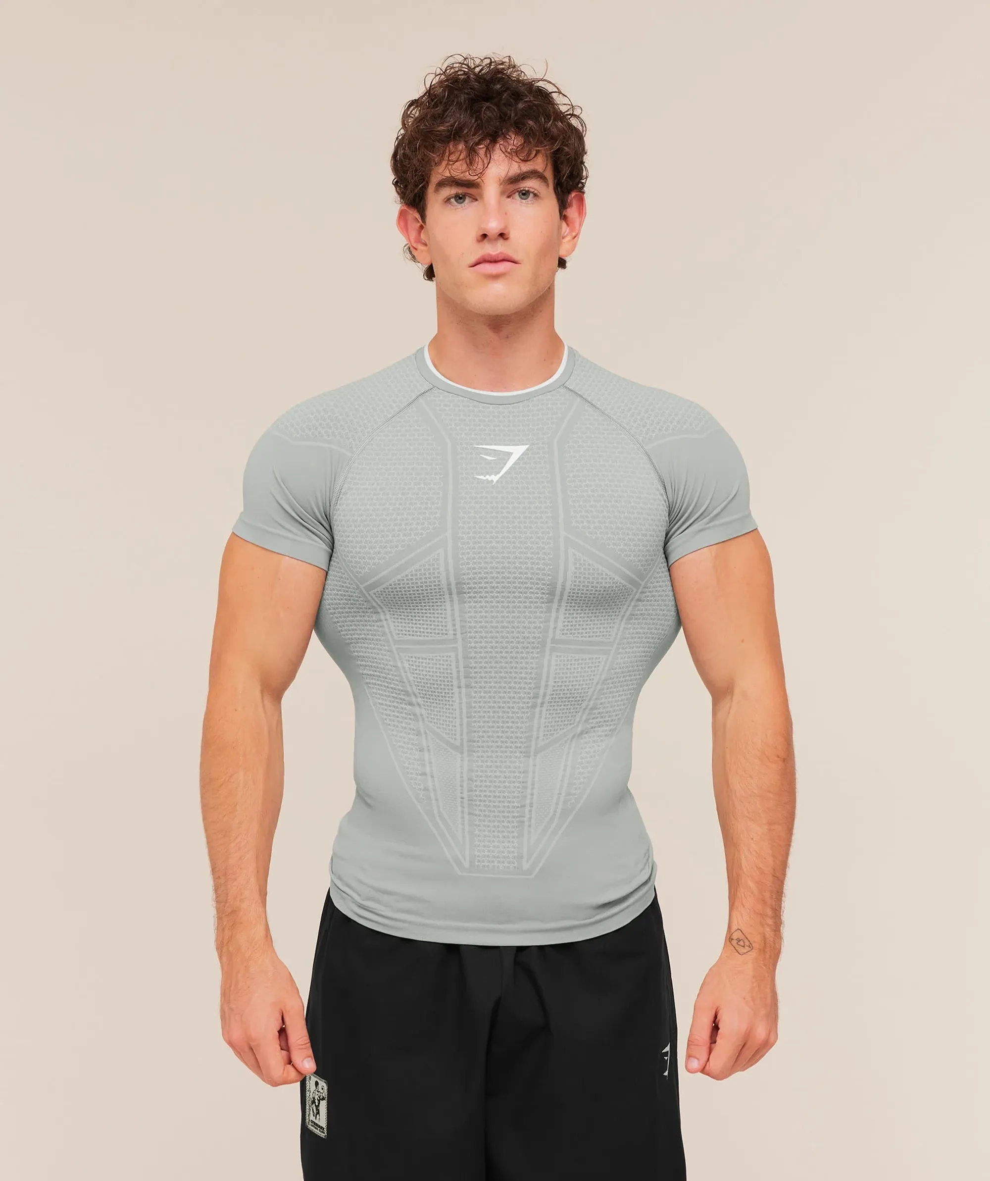 Gymshark Onyx V1 T-Shirt - Smokey Grey/Light Grey/White