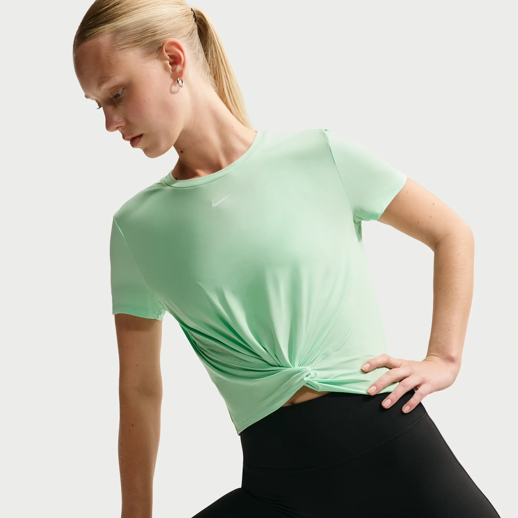 Nike One Classic Twist Women's Dri-FIT Short-Sleeve Top - Cucumber Calm