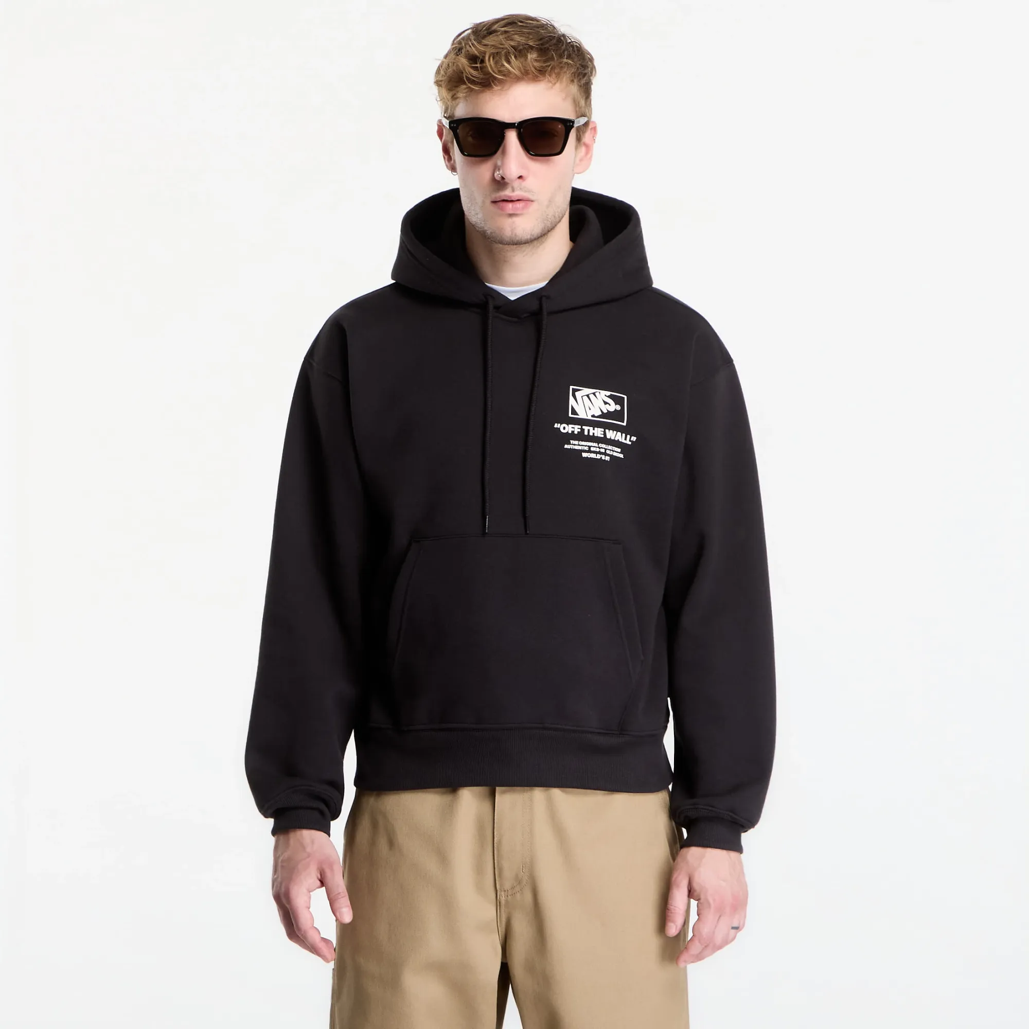 Sweatshirt Vans Stacked Hi Pullover Hoodie Black/ White Xl